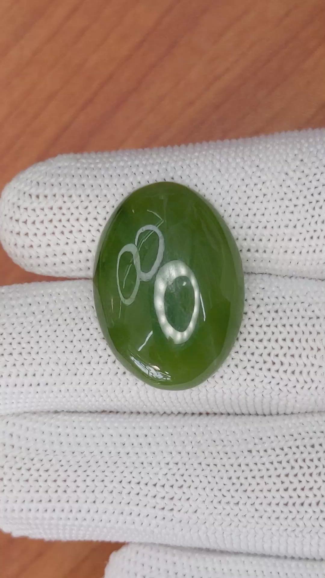 20.38 Ct. Cabochon Jade from Burma (Myanmar) Size Video