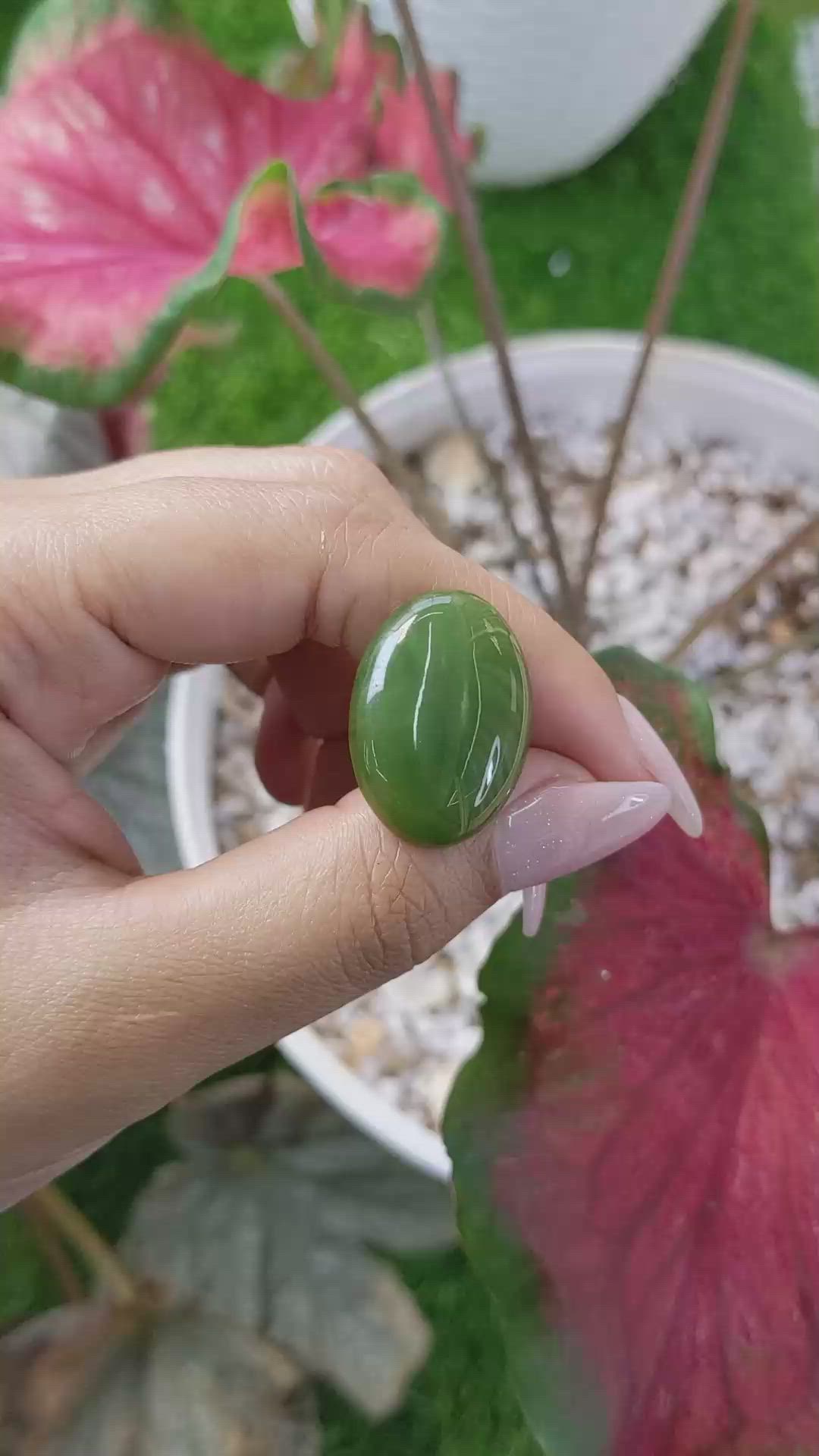 20.38 Ct. Cabochon Jade from Burma (Myanmar) Size Video