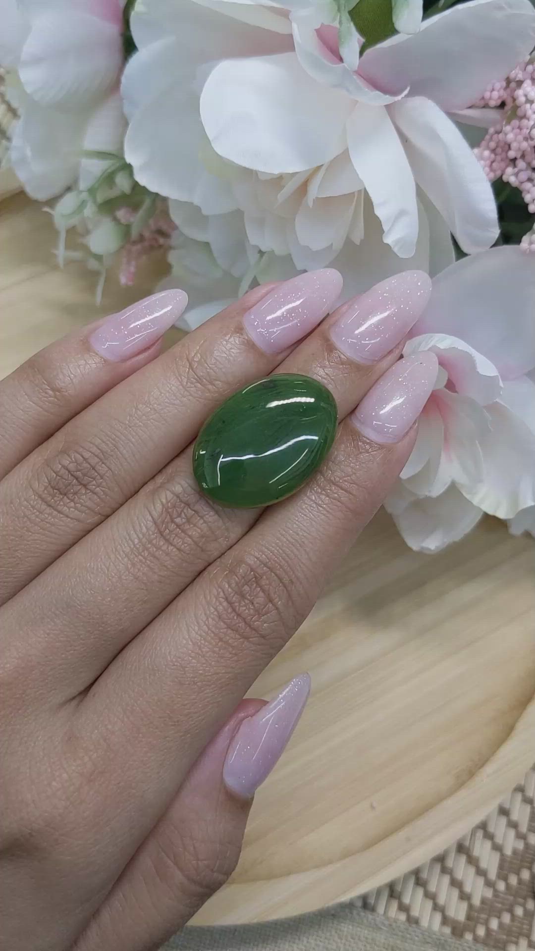 18.80 Ct. Cabochon Jade from Burma (Myanmar) Size Video