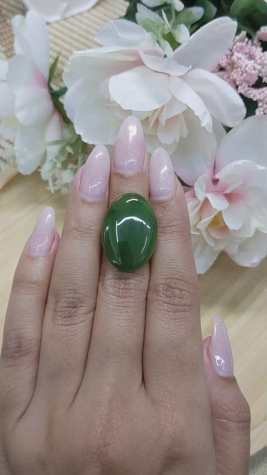 18.80 Ct. Cabochon Jade from Burma (Myanmar) Size Video