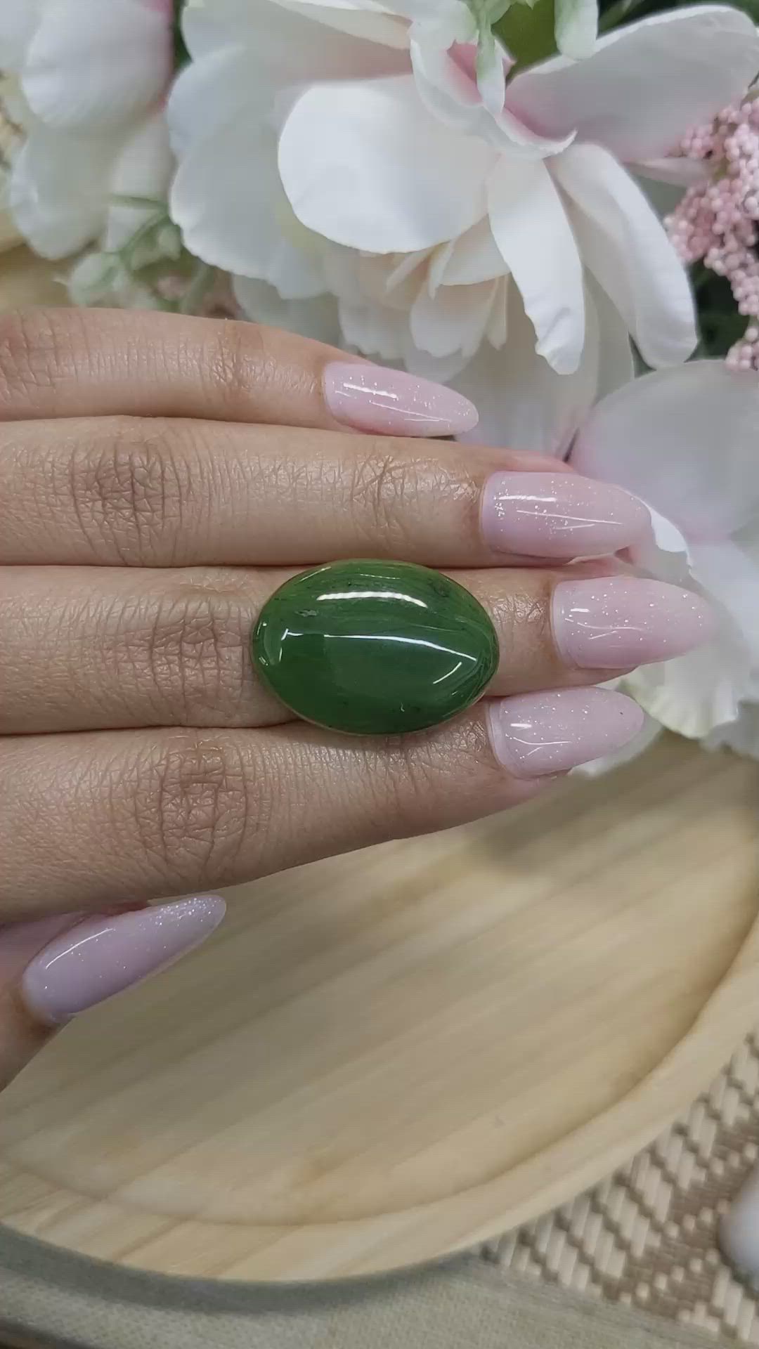 18.80 Ct. Cabochon Jade from Burma (Myanmar) Size Video