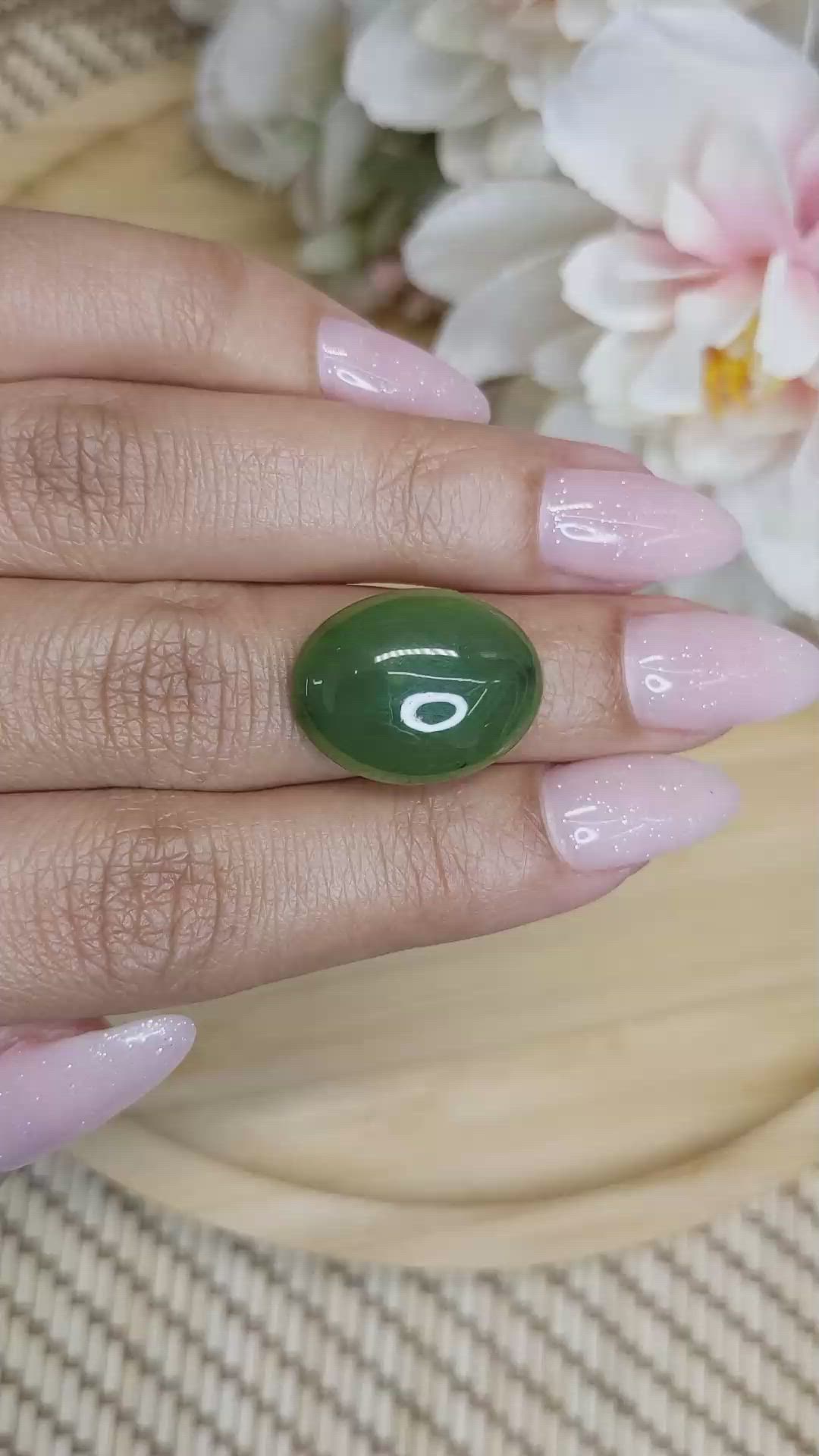 12.73 Ct. Cabochon Jade from Burma (Myanmar) Size Video