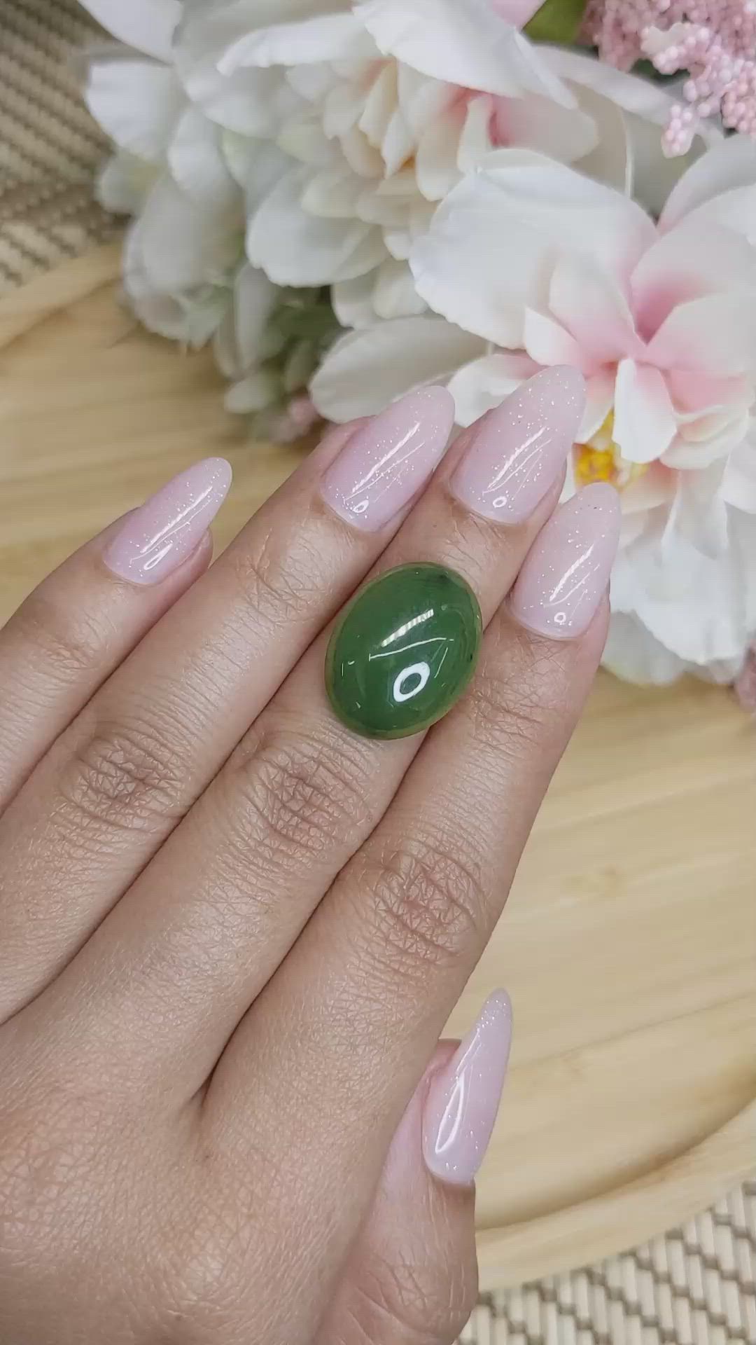 12.73 Ct. Cabochon Jade from Burma (Myanmar) Size Video