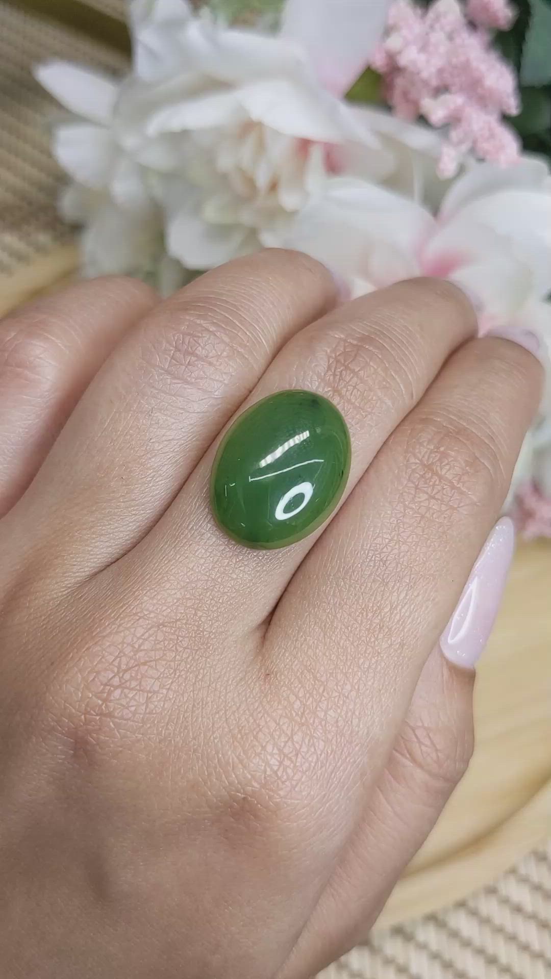 12.73 Ct. Cabochon Jade from Burma (Myanmar) Size Video