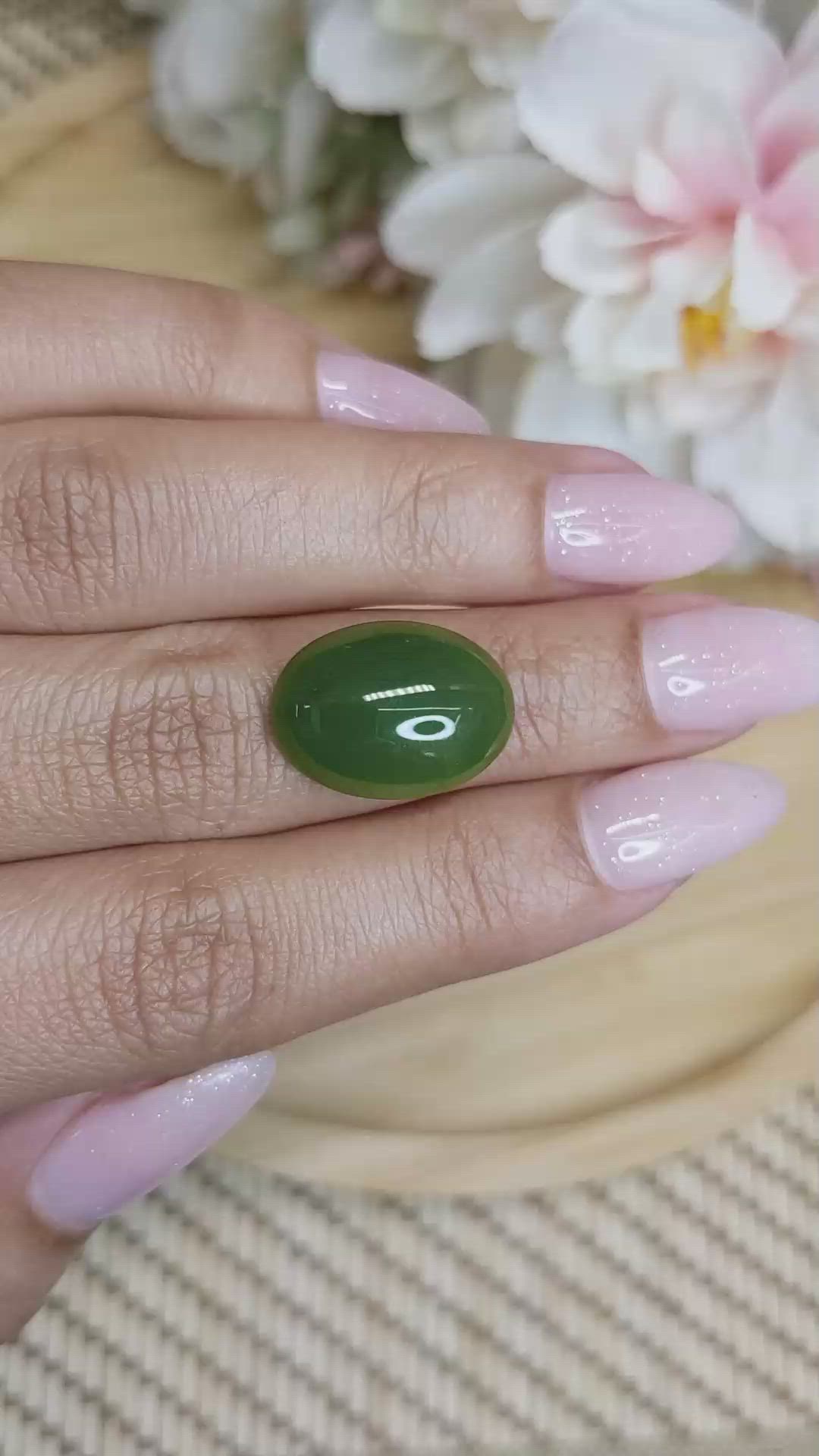 10.54 Ct. Cabochon Jade from Burma (Myanmar) Size Video