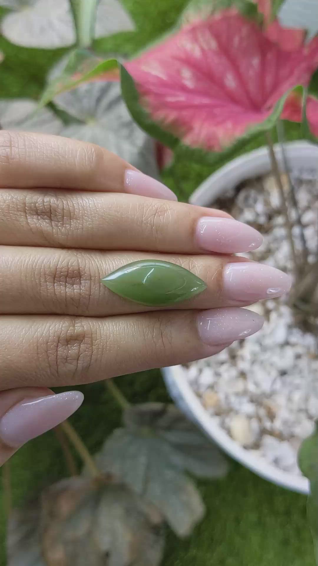 9.85 Ct. Cabochon Jade from Burma (Myanmar) Size Video