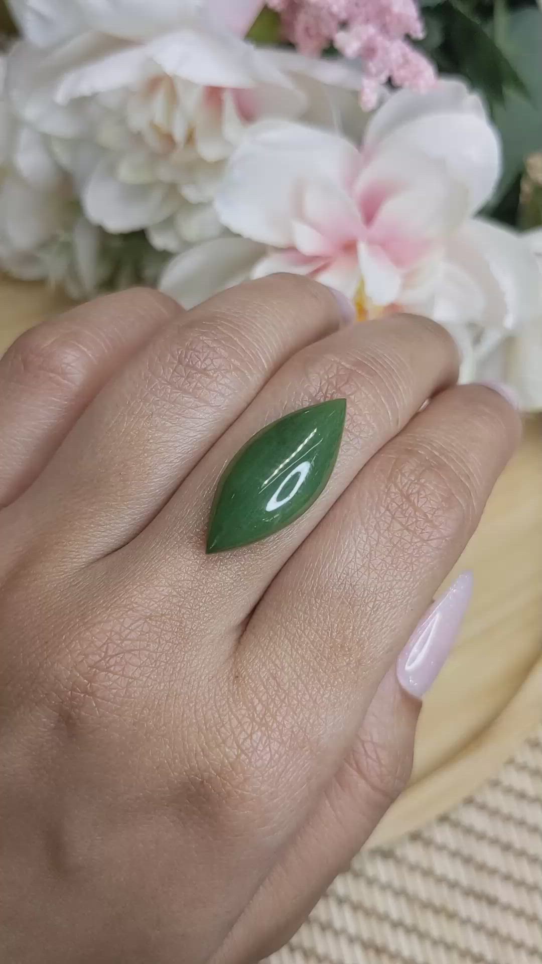 9.65 Ct. Cabochon Jade from Burma (Myanmar) Size Video