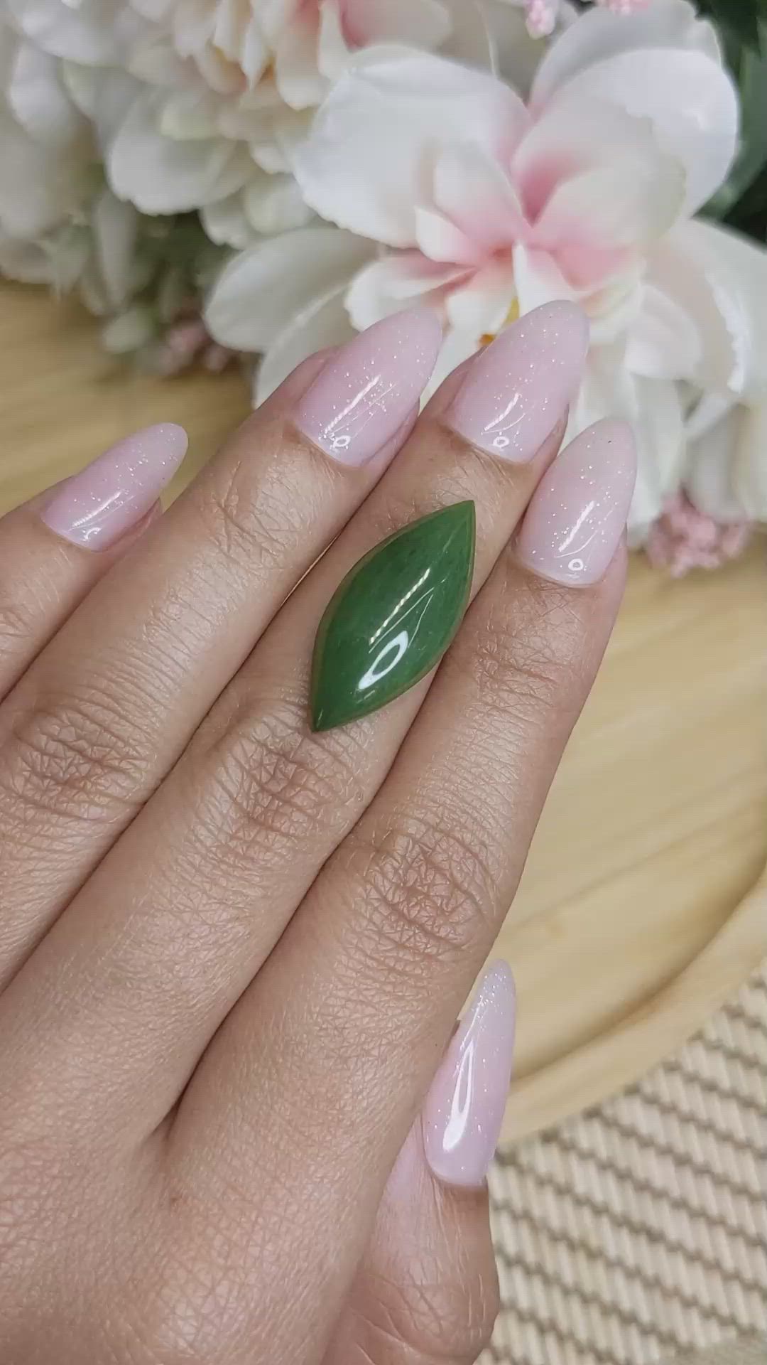 9.65 Ct. Cabochon Jade from Burma (Myanmar) Size Video
