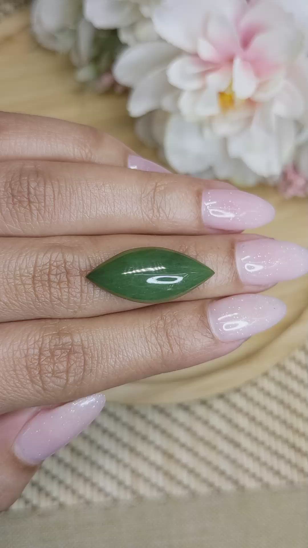 9.65 Ct. Cabochon Jade from Burma (Myanmar) Size Video