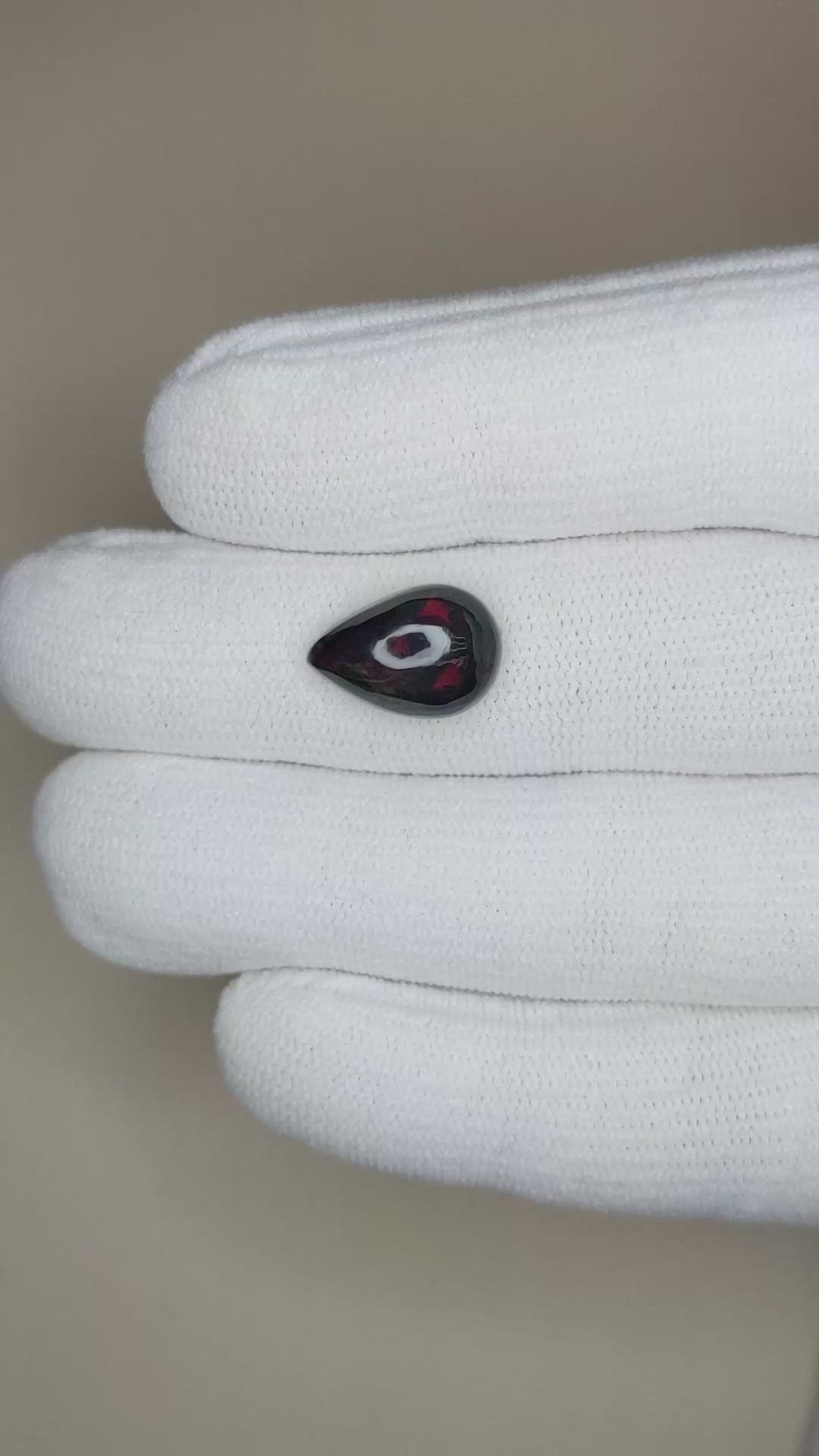 2.91 Ct. Cabochon Black Opal from Ethiopia Size Video