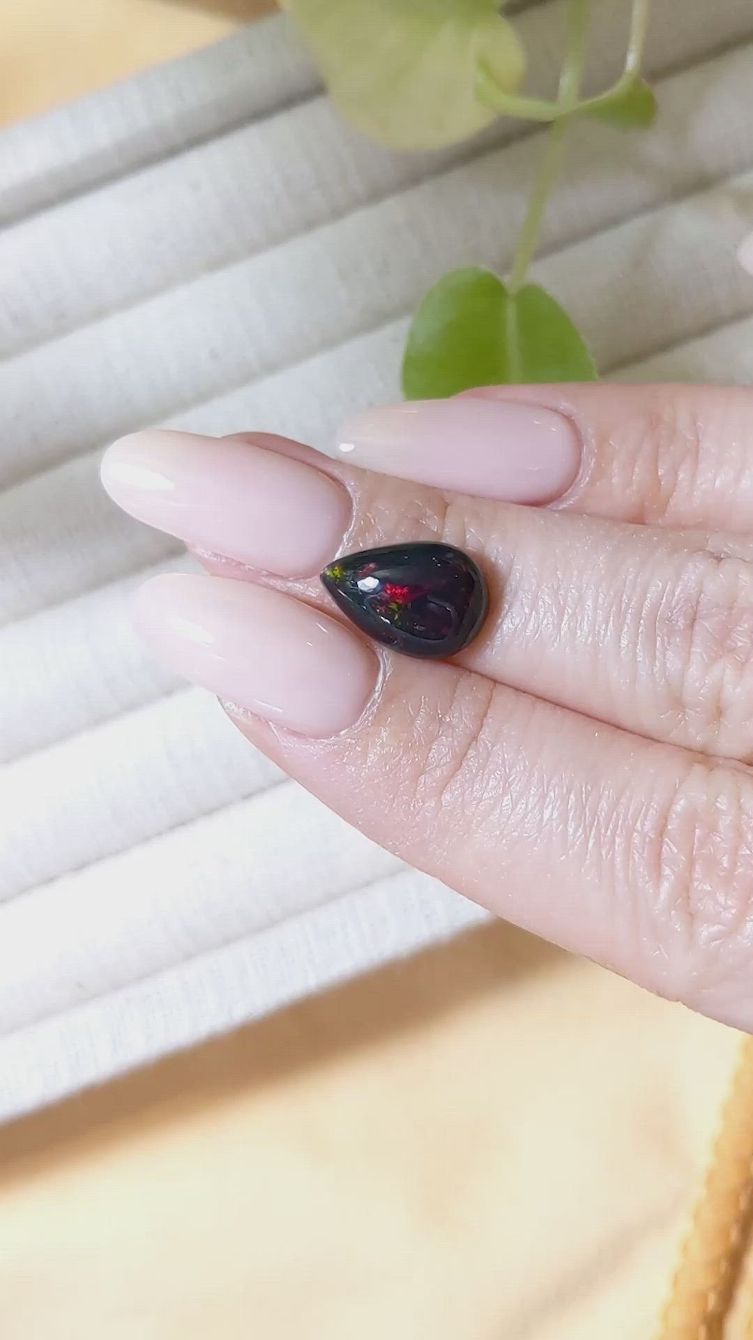 2.91 Ct. Multi Color Cabochon Black Opal from Ethiopia Size Video