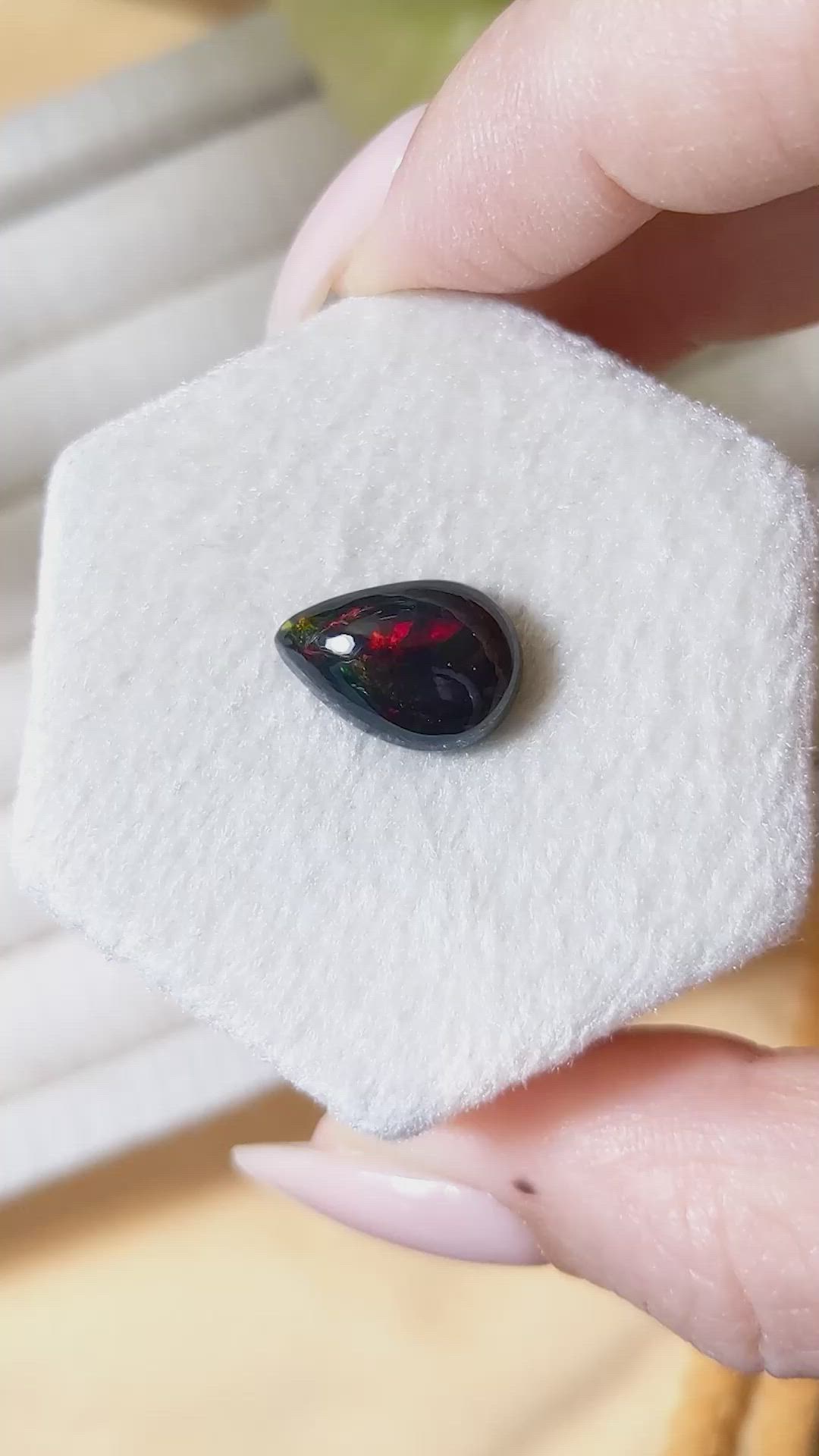 2.91 Ct. Multi Color Cabochon Black Opal from Ethiopia Size Video