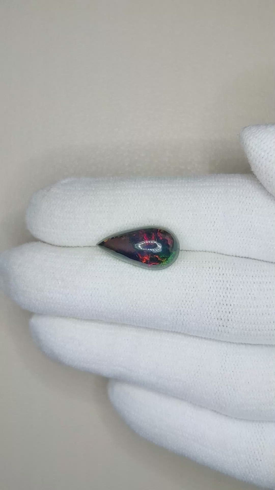 3.29 Ct. Cabochon Black Opal from Ethiopia Size Video