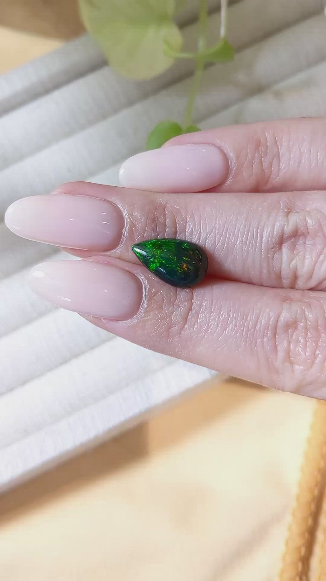 2.14 Ct. Multi Color Cabochon Black Opal from Ethiopia Size Video