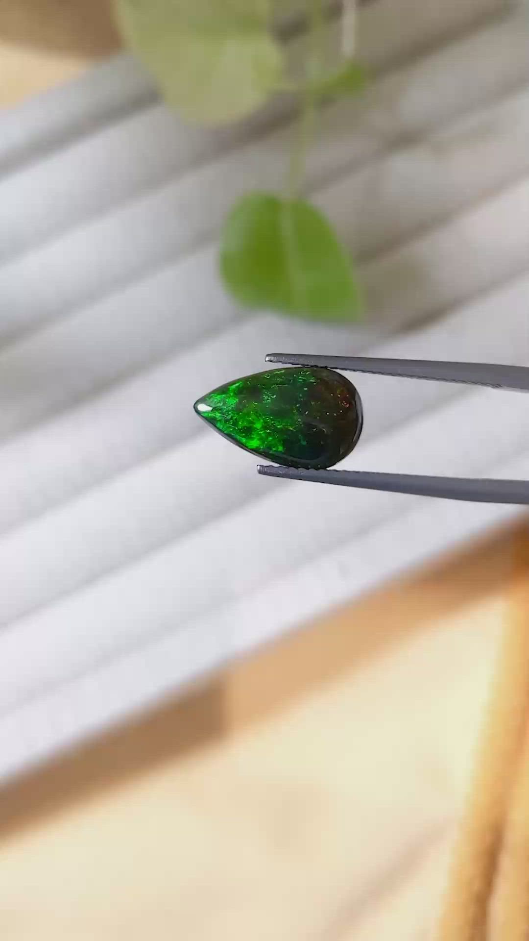 2.14 Ct. Multi Color Cabochon Black Opal from Ethiopia Size Video