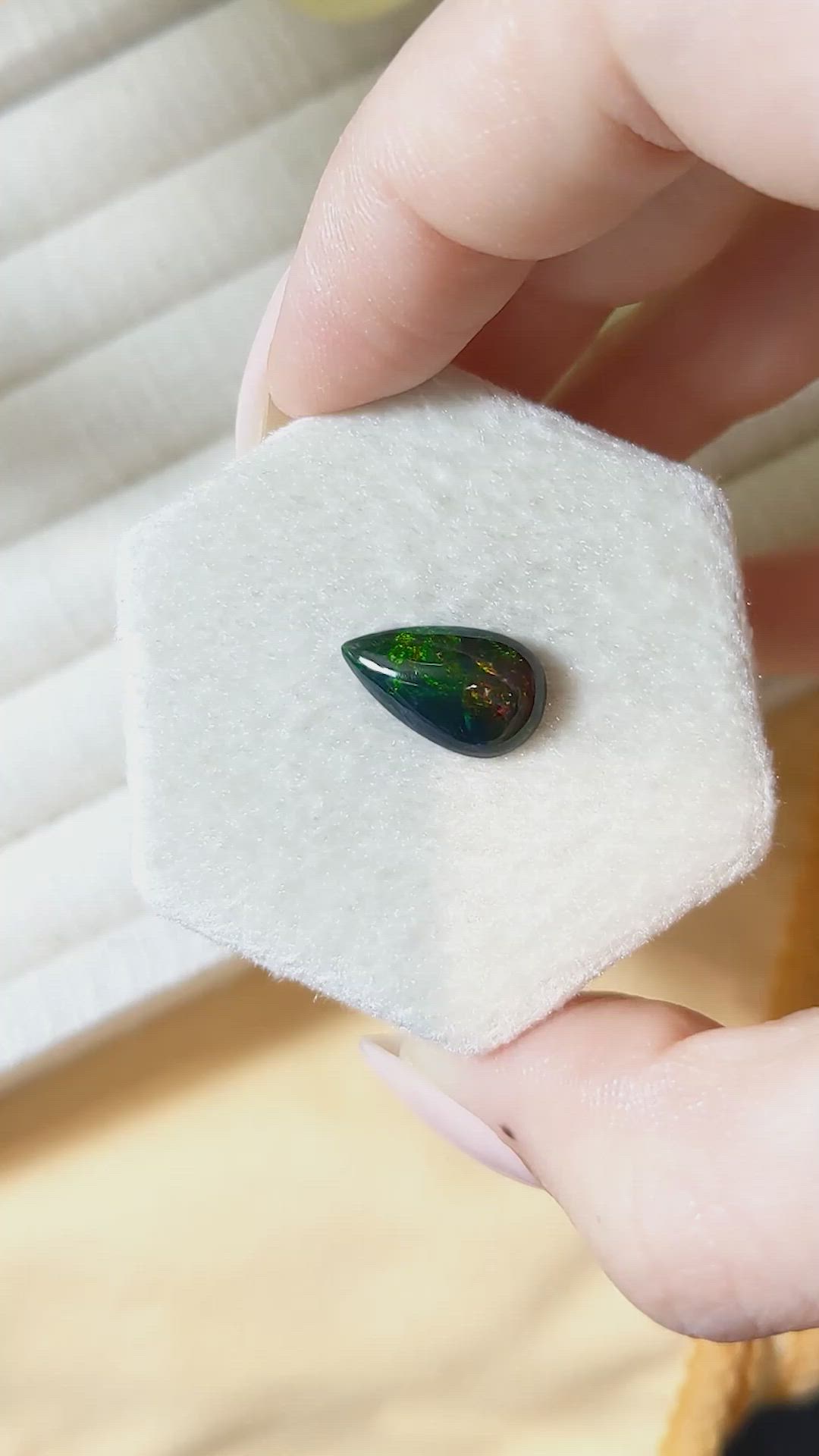2.14 Ct. Multi Color Cabochon Black Opal from Ethiopia Size Video