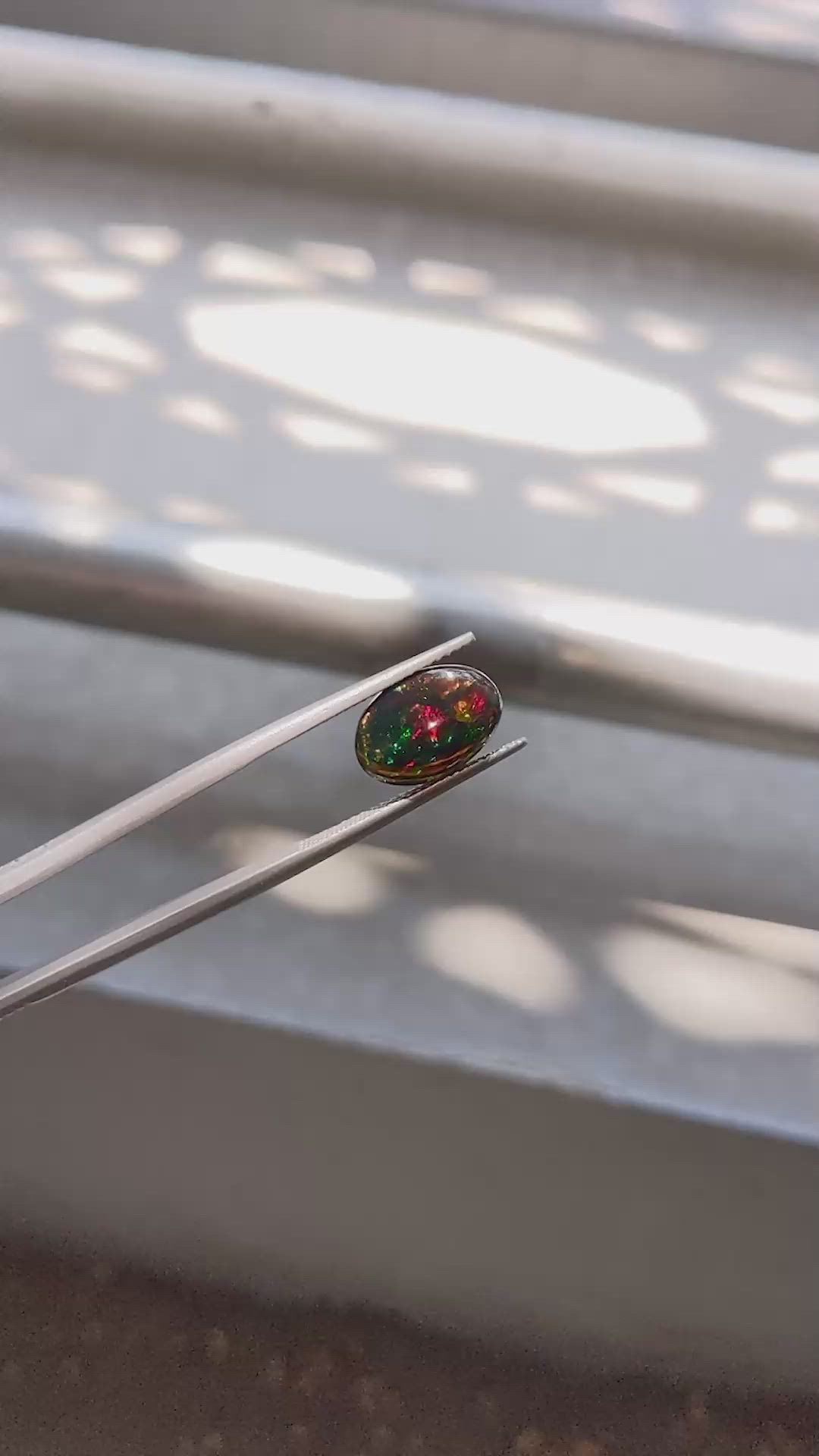 2.31 Ct. Multi Color Cabochon Black Opal from Ethiopia Size Video