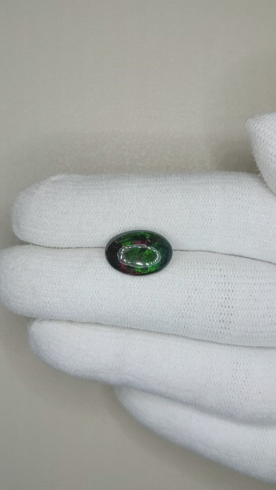 2.31 Ct. Cabochon Black Opal from Ethiopia Size Video