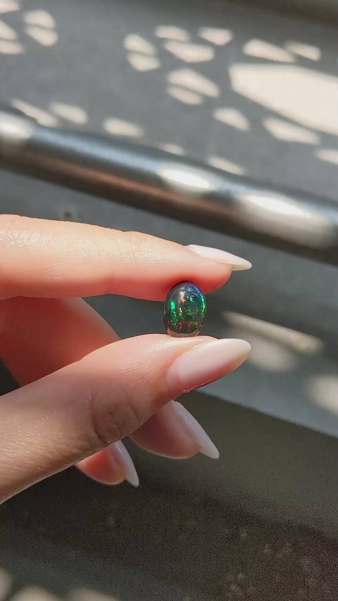 2.31 Ct. Multi Color Cabochon Black Opal from Ethiopia Size Video