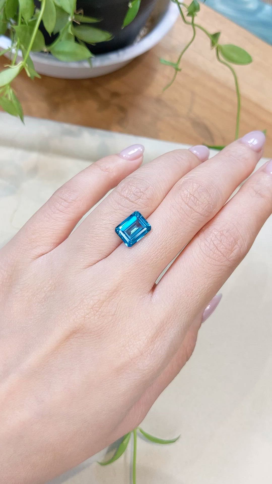 3.99 Ct. Greenish Blue Topaz from Brazil Size Video