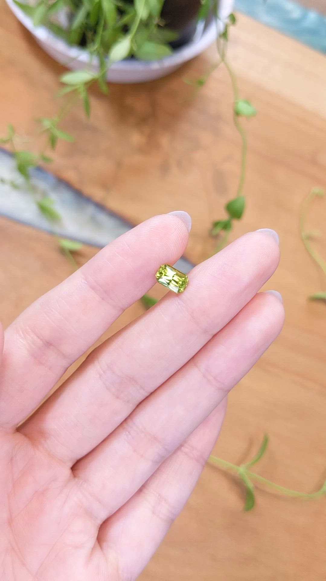 1.17 Ct. Yellowish Green Chrysoberyl from Ceylon (Sri Lanka) Size Video