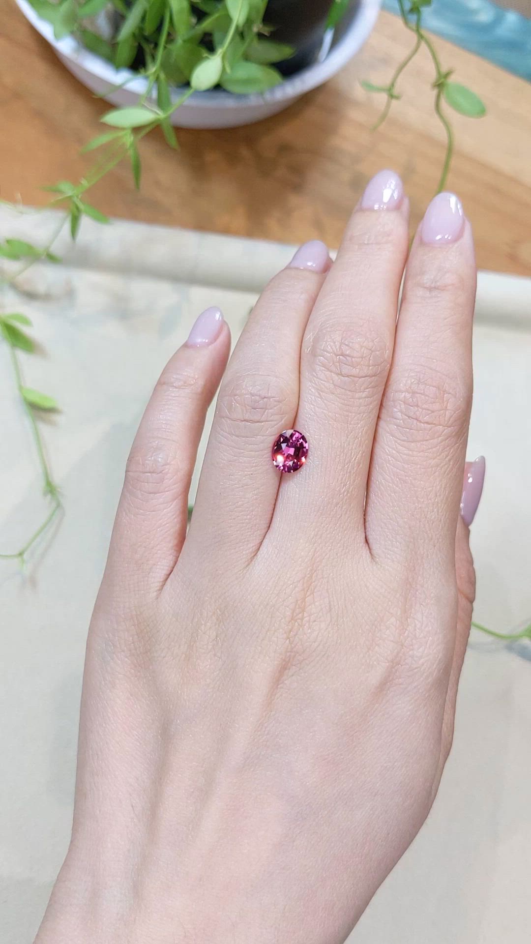 1.52 Ct. Purplish Pink Garnet from Ceylon (Sri Lanka) Size Video