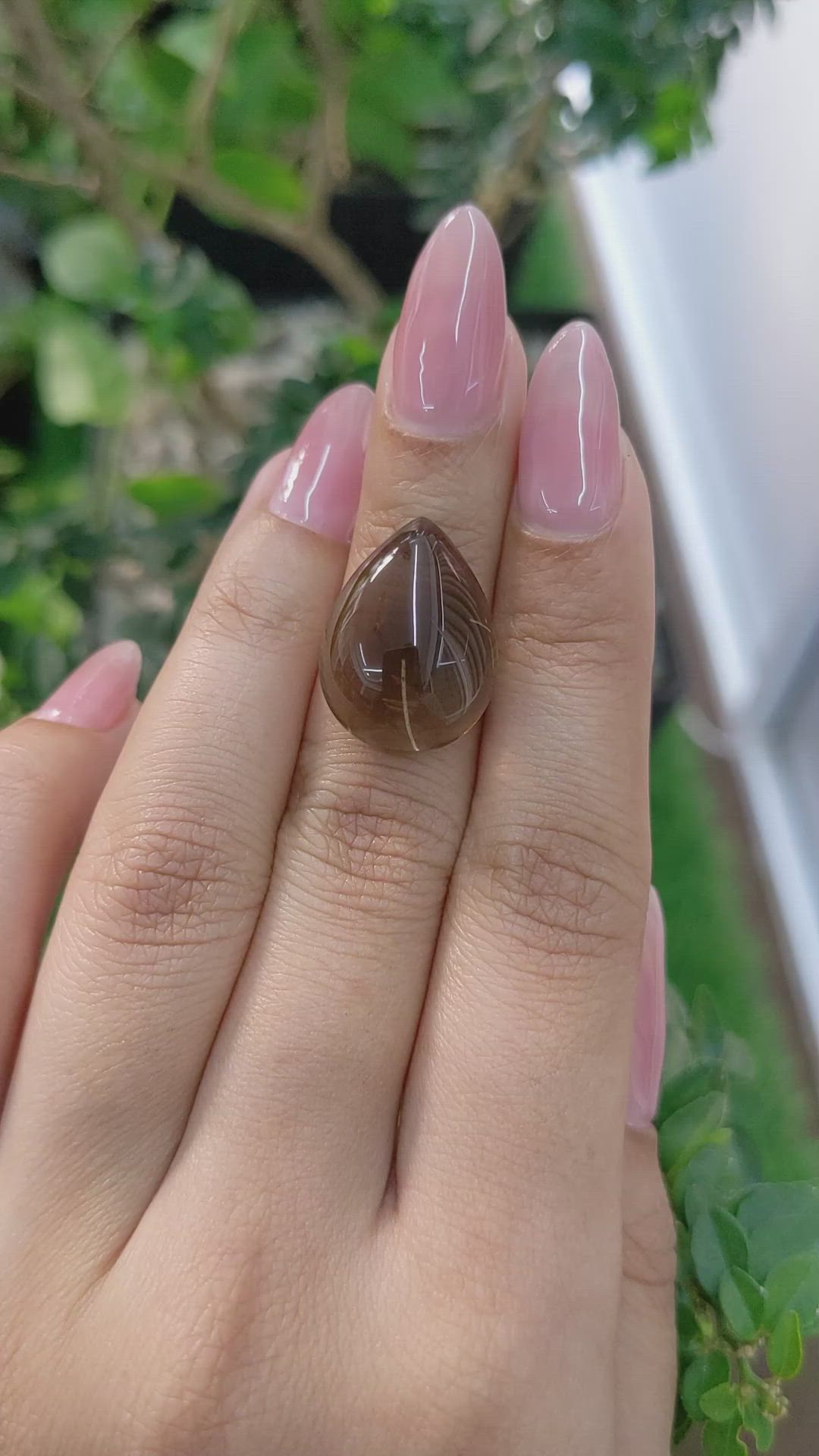 17.44 Ct. Brown Cabochon Smokey Quartz from Brazil Size Video