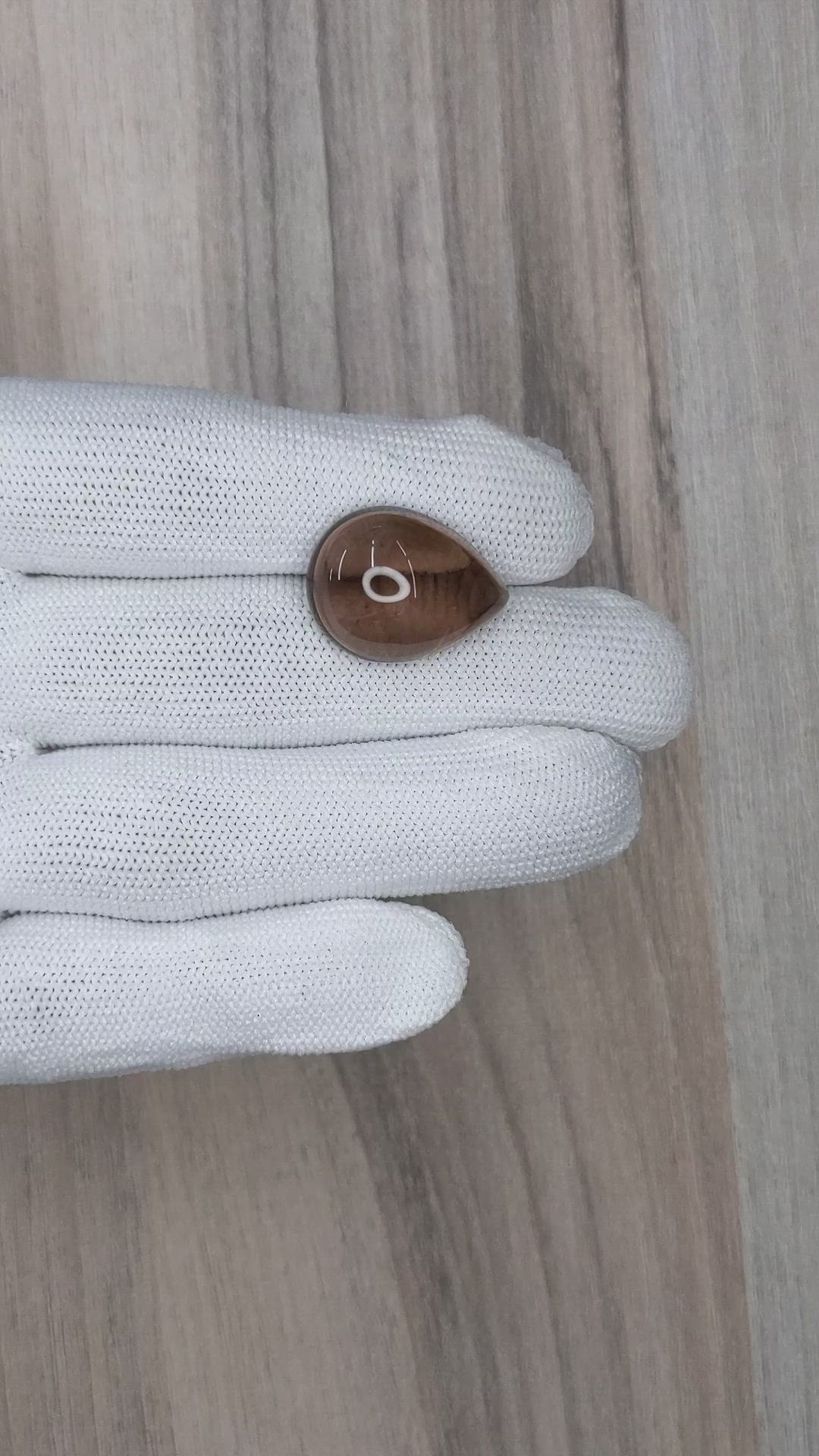 17.44 Ct. Brown Cabochon Smokey Quartz from Brazil Size Video