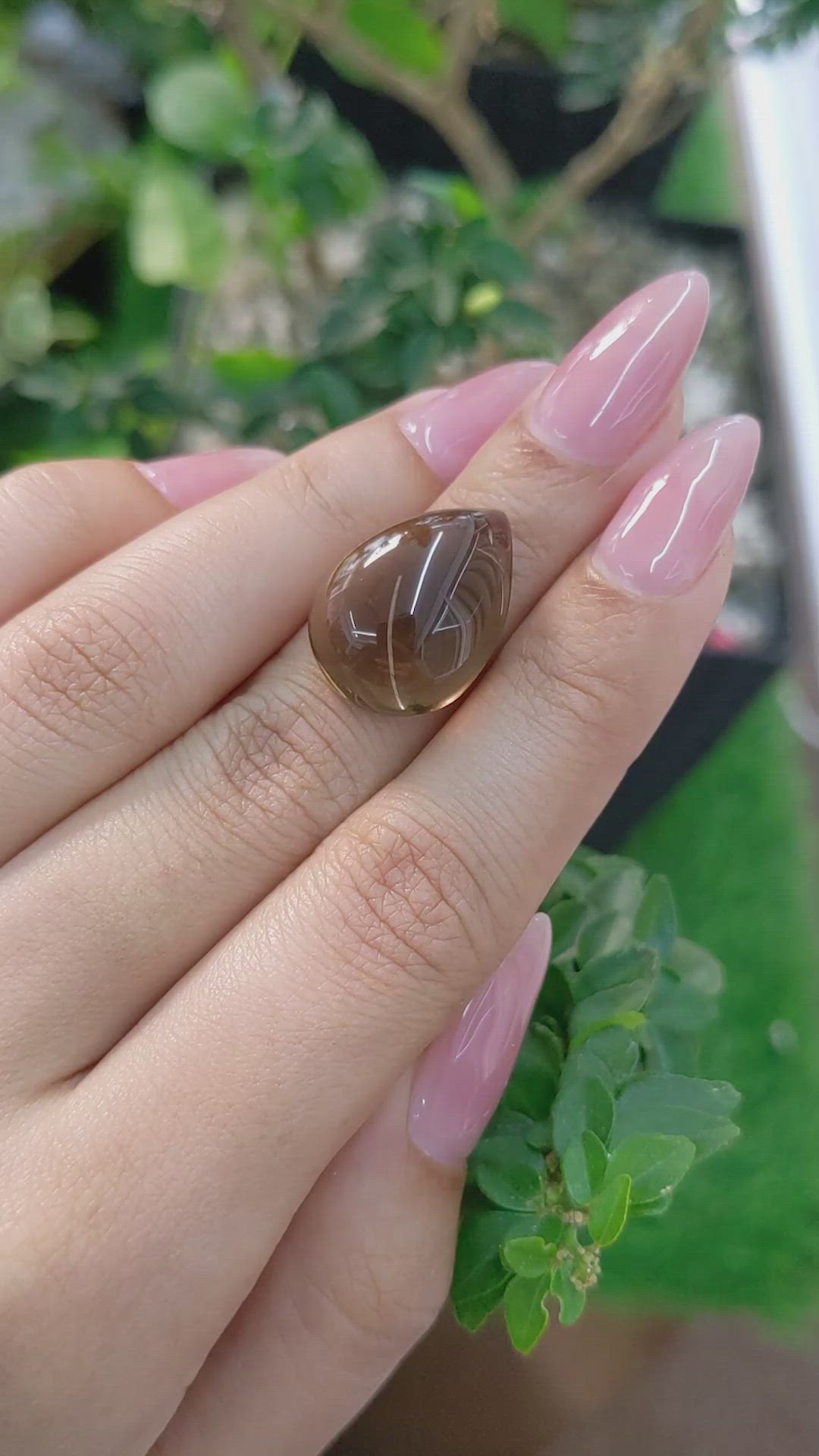 17.44 Ct. Brown Cabochon Smokey Quartz from Brazil Size Video