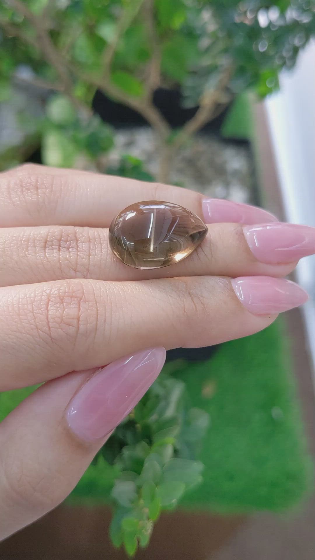 17.44 Ct. Brown Cabochon Smokey Quartz from Brazil Size Video