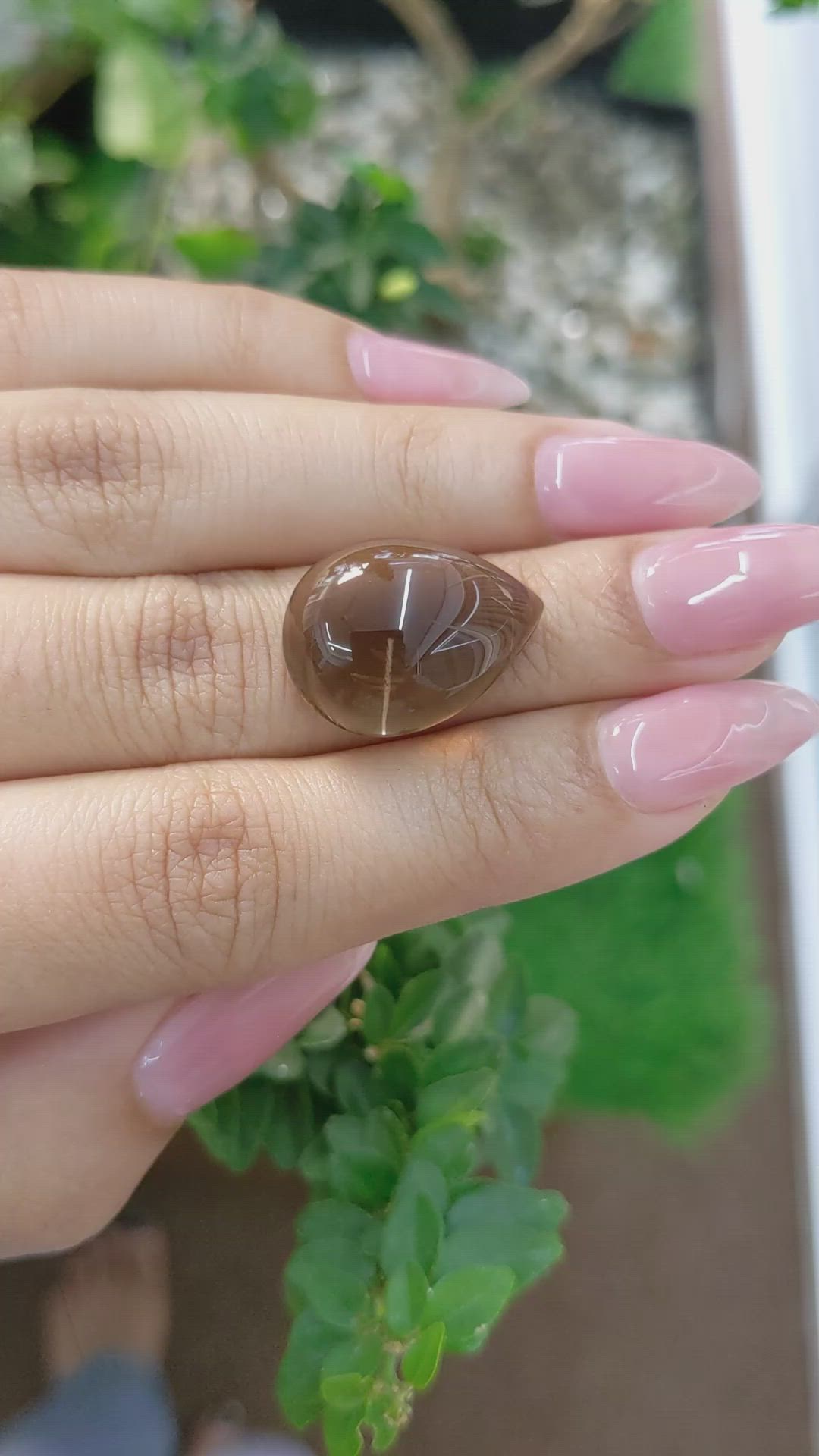 17.44 Ct. Brown Cabochon Smokey Quartz from Brazil Size Video