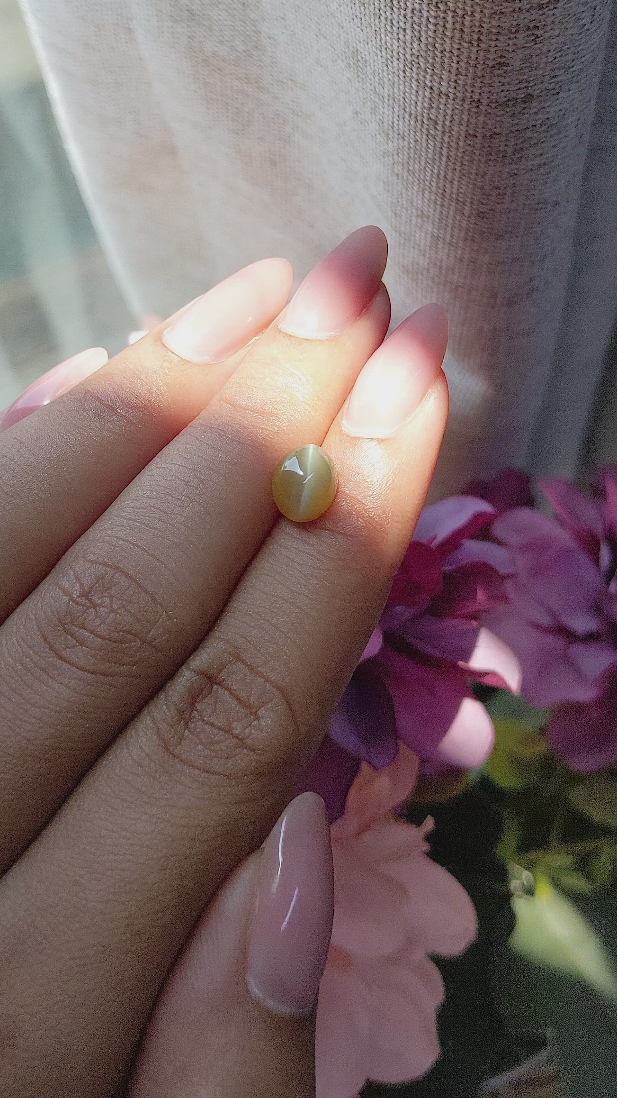 2.62 Ct. Greenish Yellow Cabochon Chrysoberyl from Tanzania Size Video