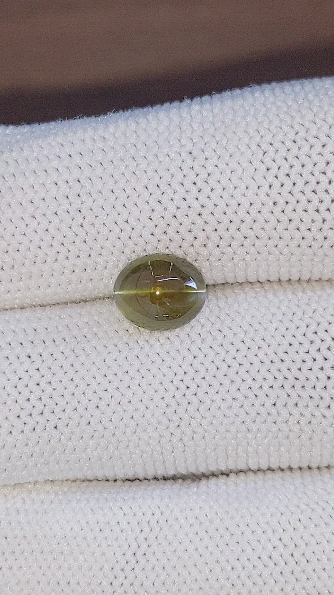 2.62 Ct. Brownish Green Cabochon Chrysoberyl from Madagascar Size Video