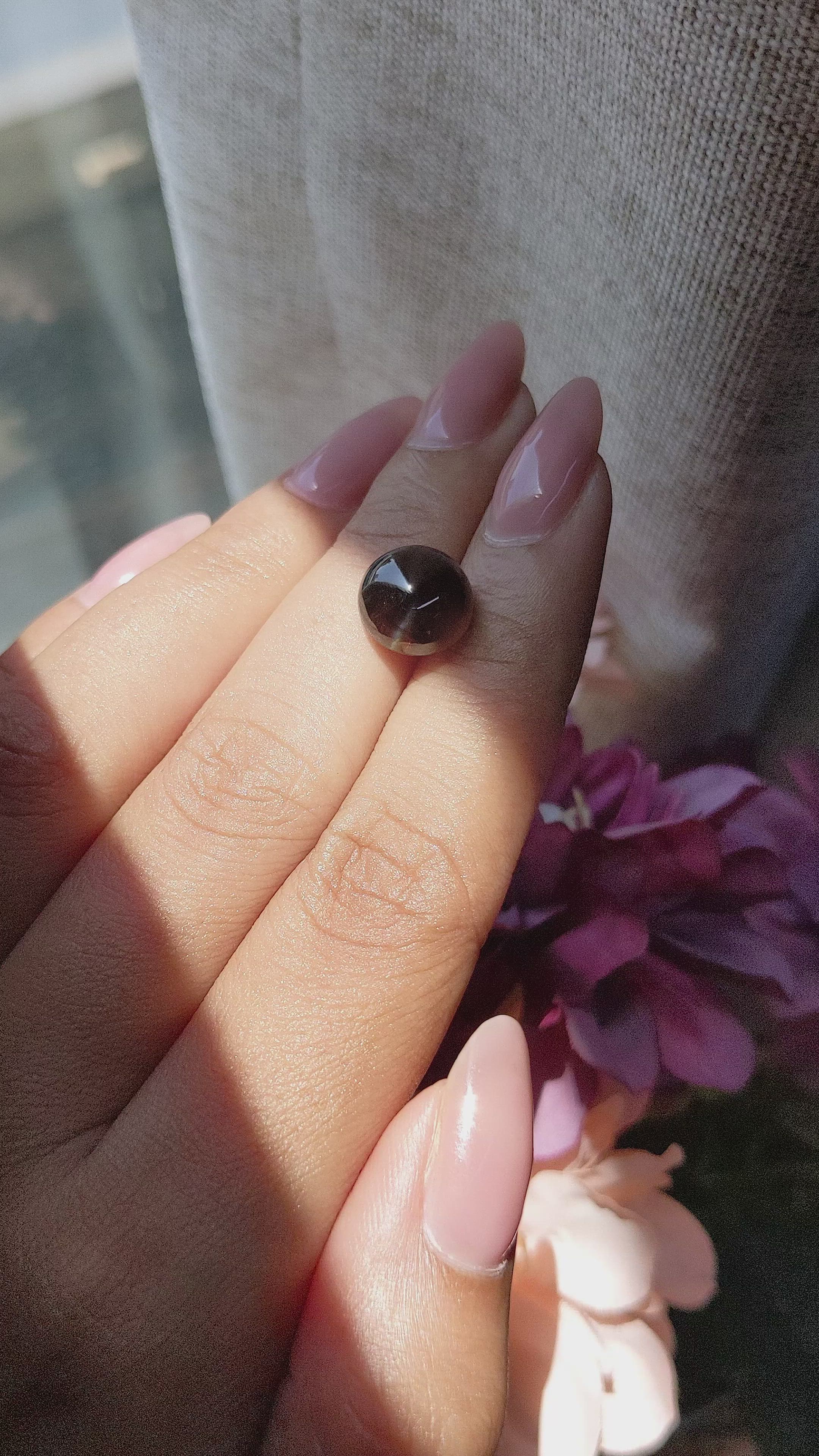 6.64 Ct. Brown Cabochon Chrysoberyl from Ceylon (Sri Lanka) Size Video