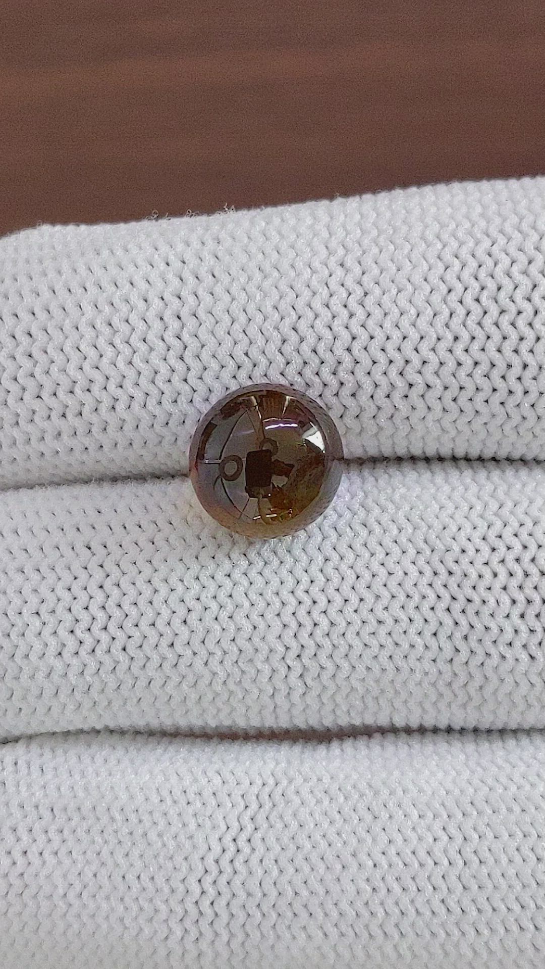 6.64 Ct. Brown Cabochon Chrysoberyl from Ceylon (Sri Lanka) Size Video