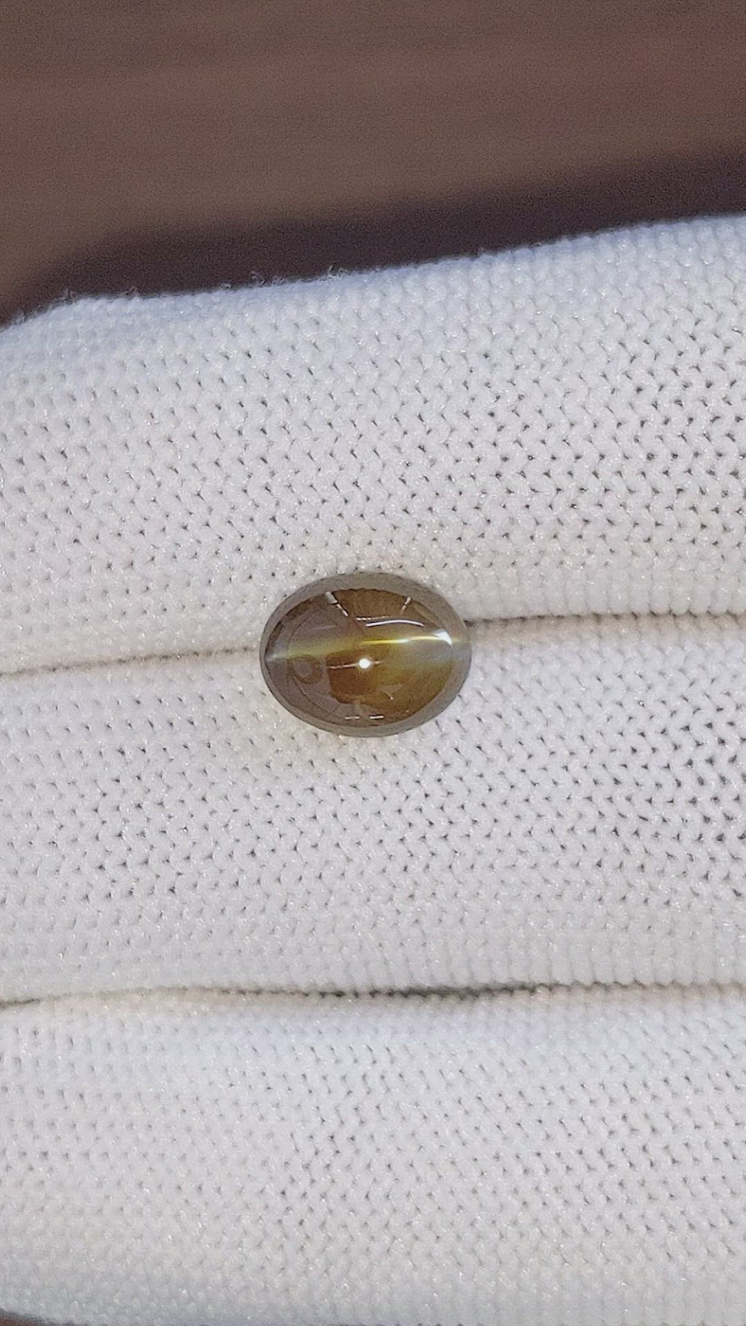 4.60 Ct. Greenish Brown Cabochon Chrysoberyl from Madagascar Size Video