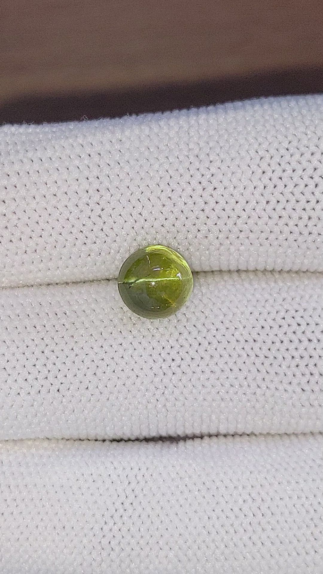 4.32 Ct. Yellowish Green Cabochon Chrysoberyl from Ceylon (Sri Lanka) Size Video