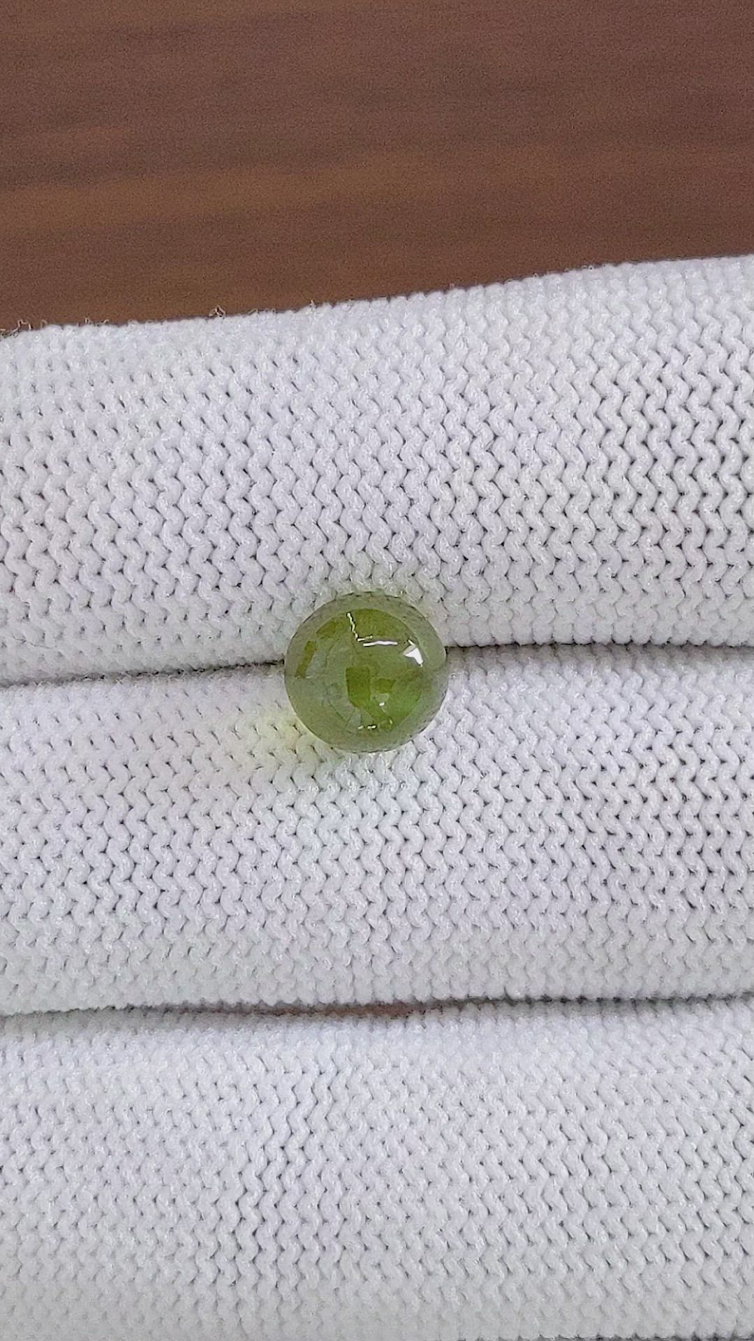 4.32 Ct. Yellowish Green Cabochon Chrysoberyl from Ceylon (Sri Lanka) Size Video