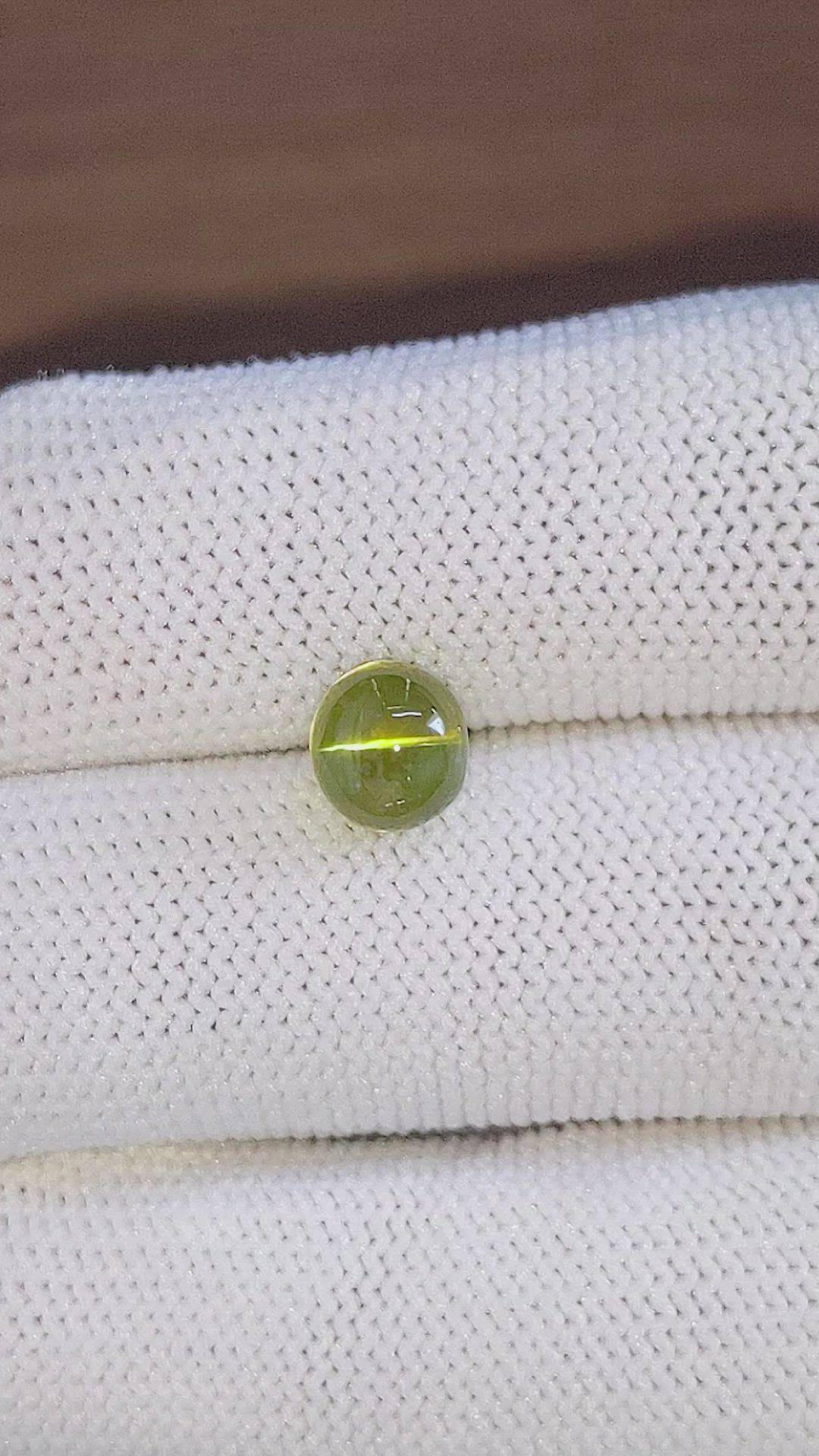 3.31 Ct. Yellowish Green Cabochon Chrysoberyl from Madagascar Size Video