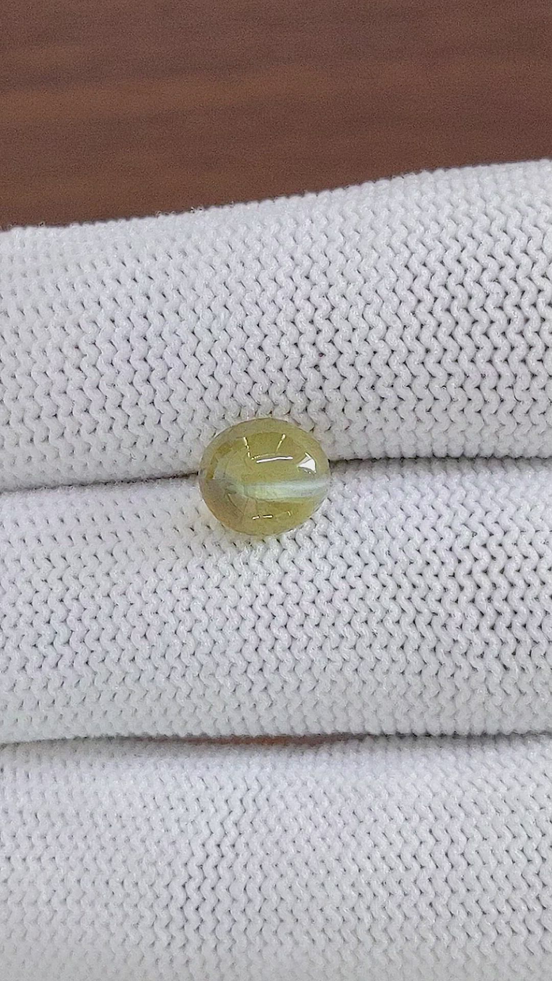 3.02 Ct. Greenish Yellow Cabochon Chrysoberyl from Tanzania Size Video