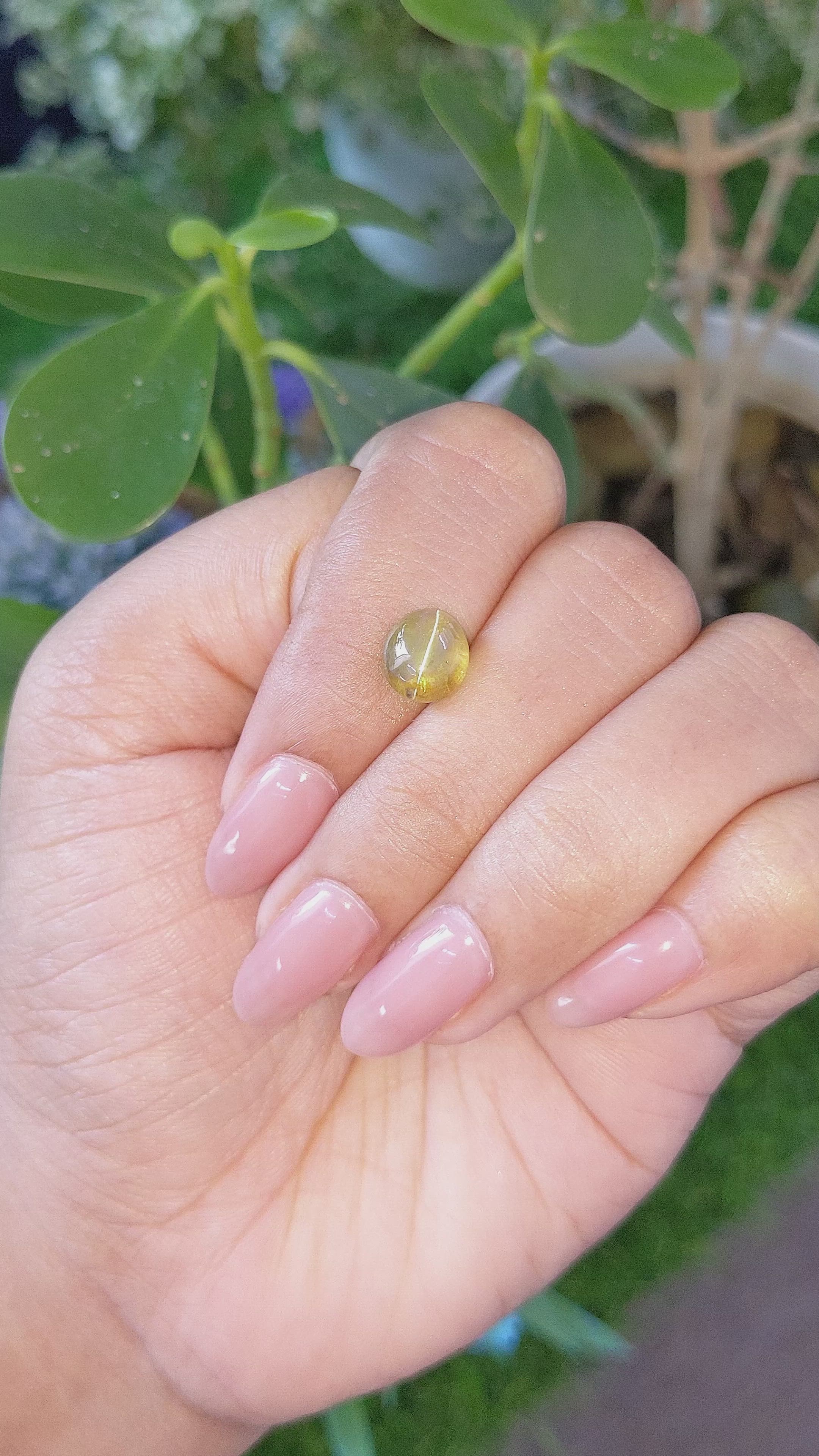 3.02 Ct. Greenish Yellow Cabochon Chrysoberyl from Tanzania Size Video