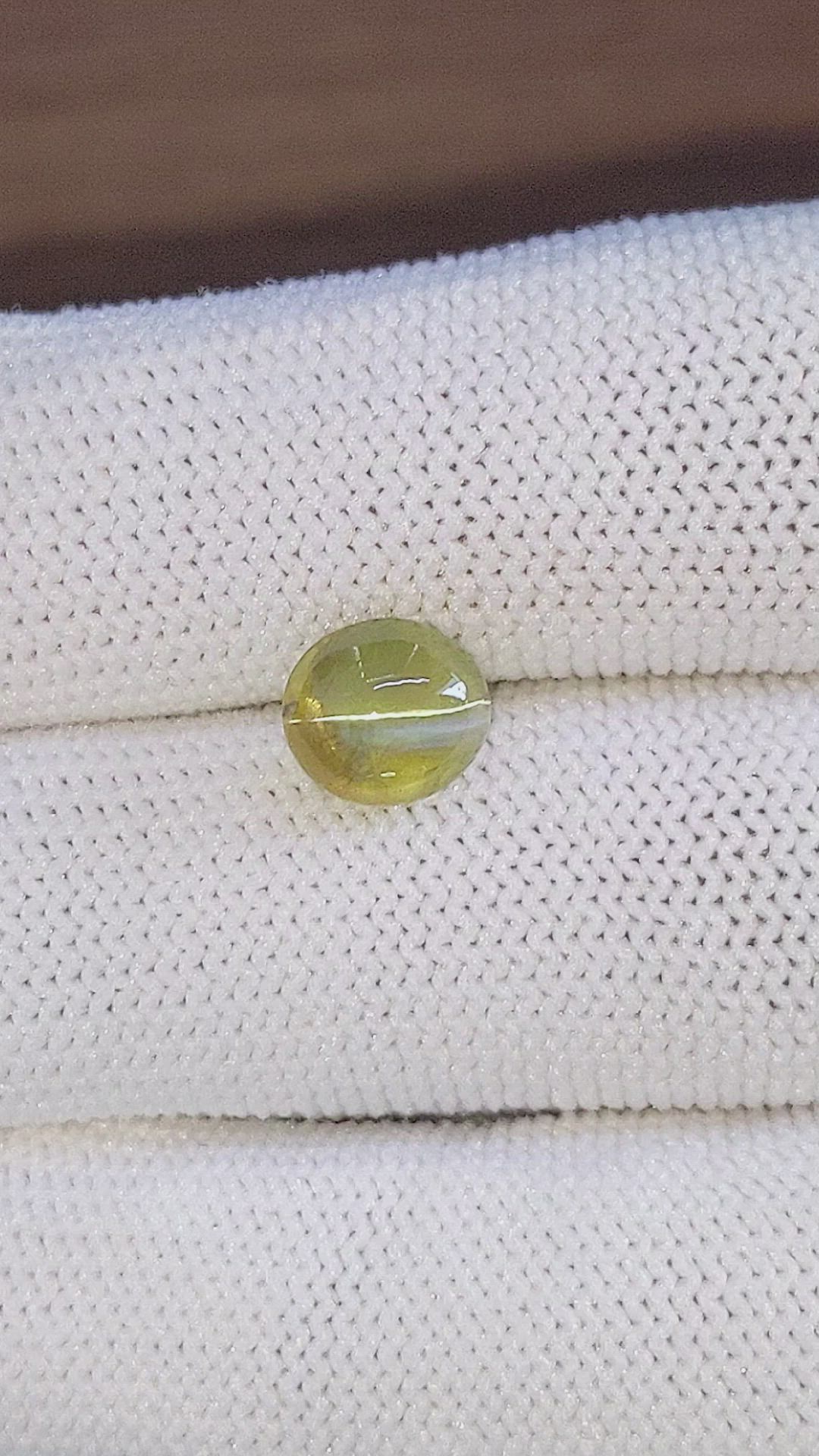 3.02 Ct. Greenish Yellow Cabochon Chrysoberyl from Tanzania Size Video
