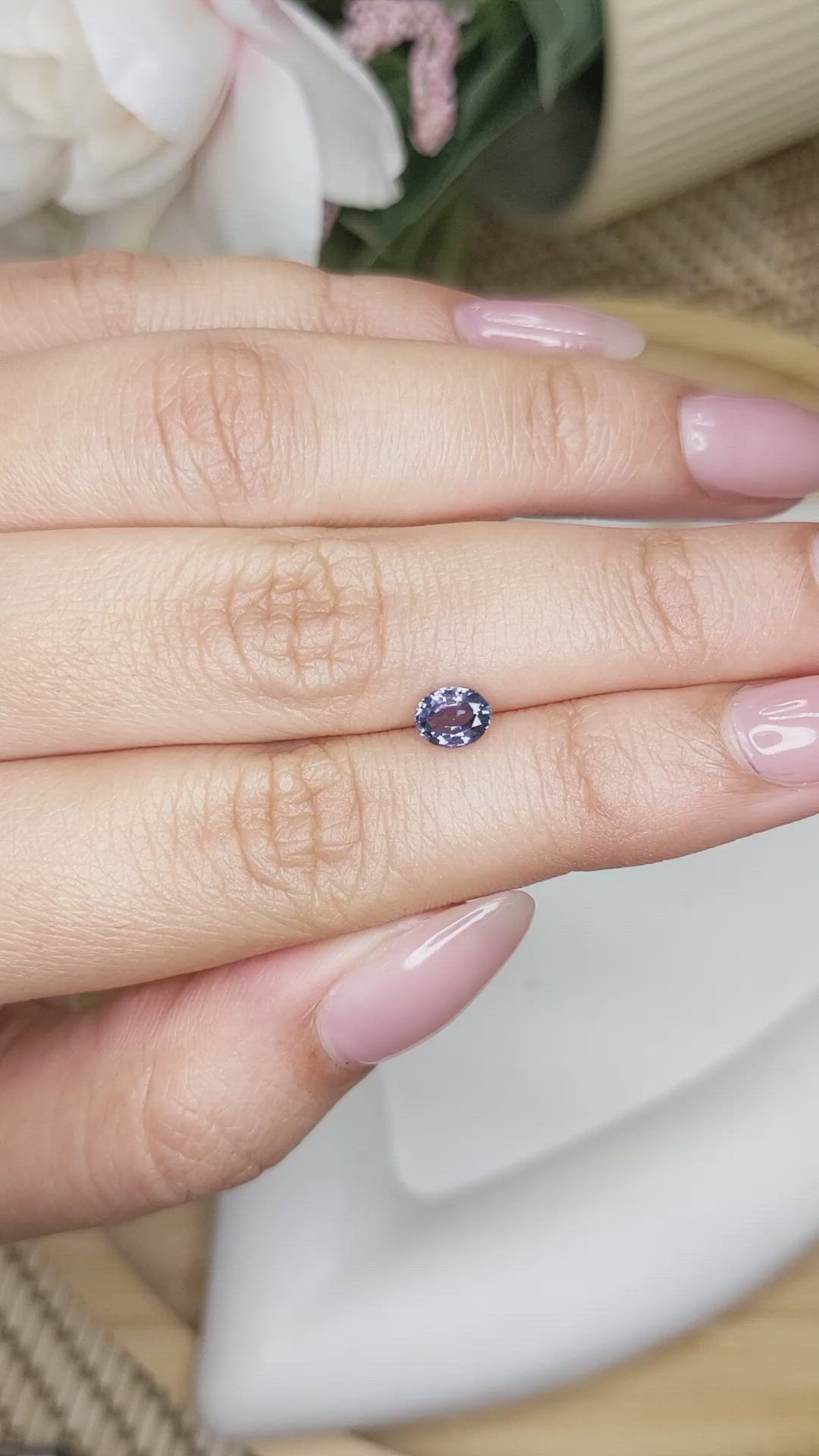0.72 Ct. Greyish Violet Spinel from Ceylon (Sri Lanka) Size Video