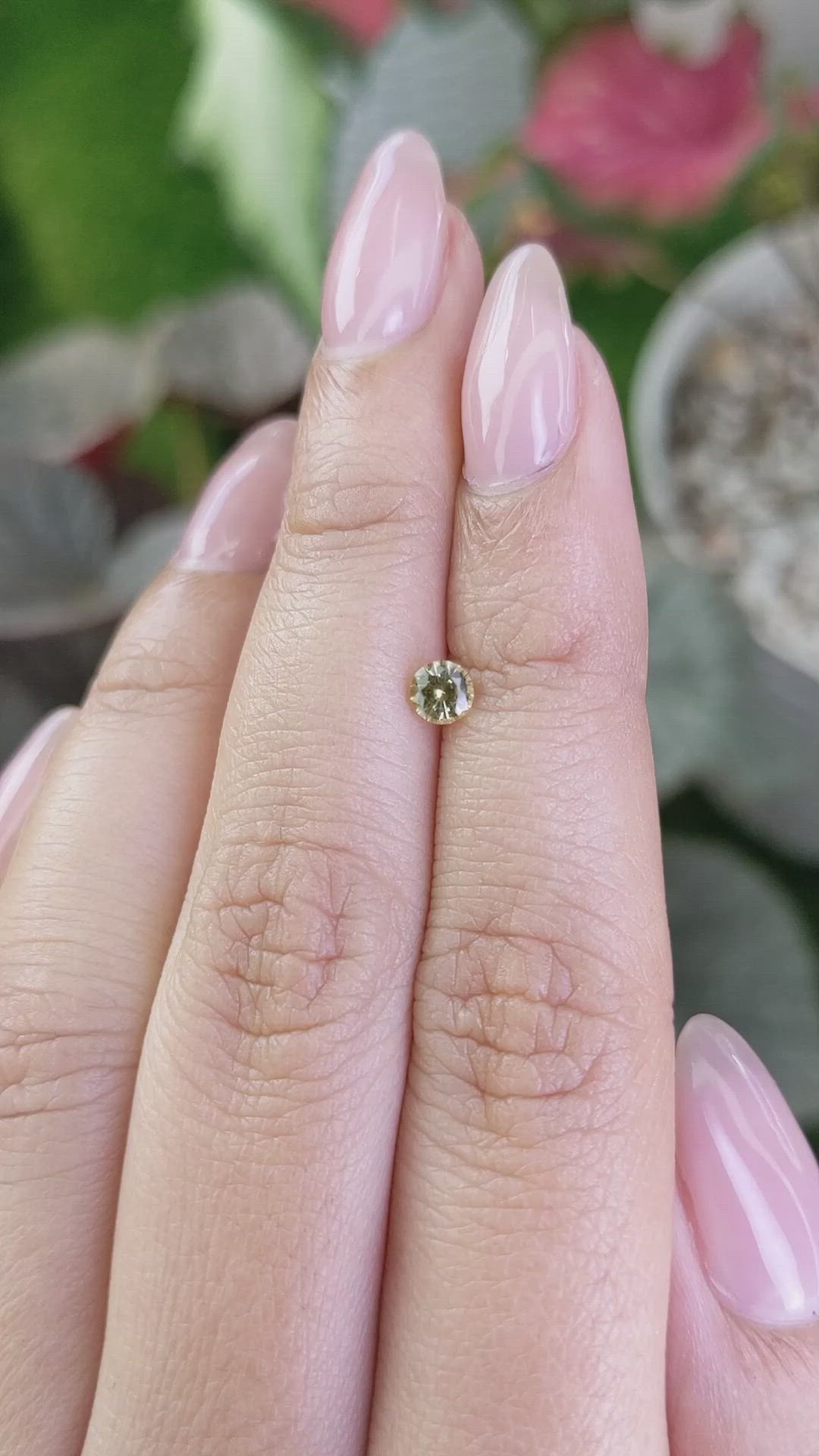0.35 Ct. Greenish Yellow Chrysoberyl from Ceylon (Sri Lanka) Size Video