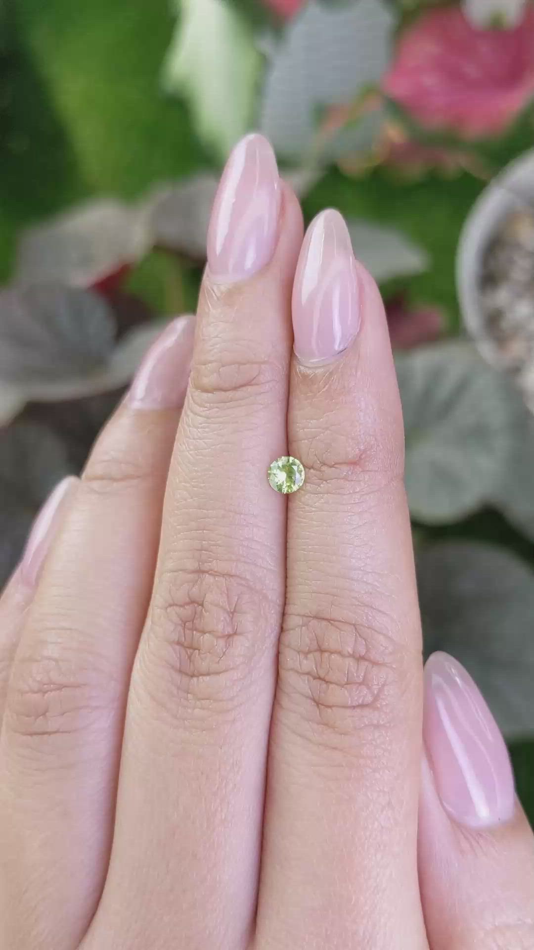 0.26 Ct. Yellowish Green Chrysoberyl from Ceylon (Sri Lanka) Size Video