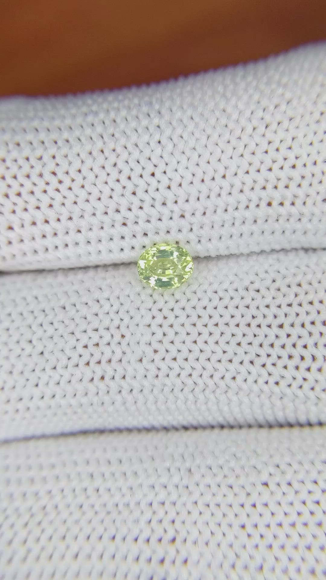0.48 Ct. Yellowish Green Chrysoberyl from Ceylon (Sri Lanka) Size Video