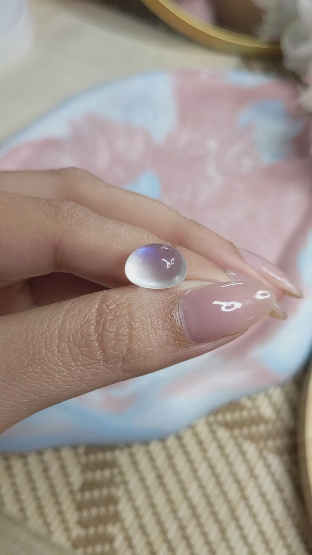 5.74 Ct. Cabochon Moonstone from Ceylon (Sri Lanka) Size Video