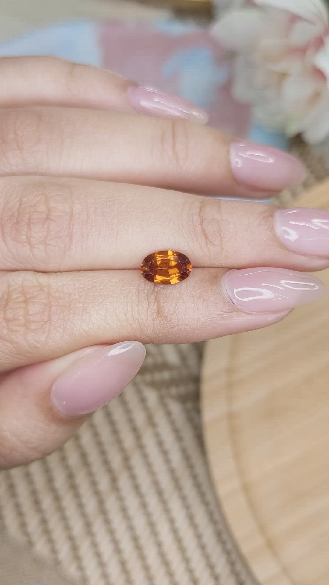 1.36 Ct. Hessonite Garnet from Madagascar Size Video