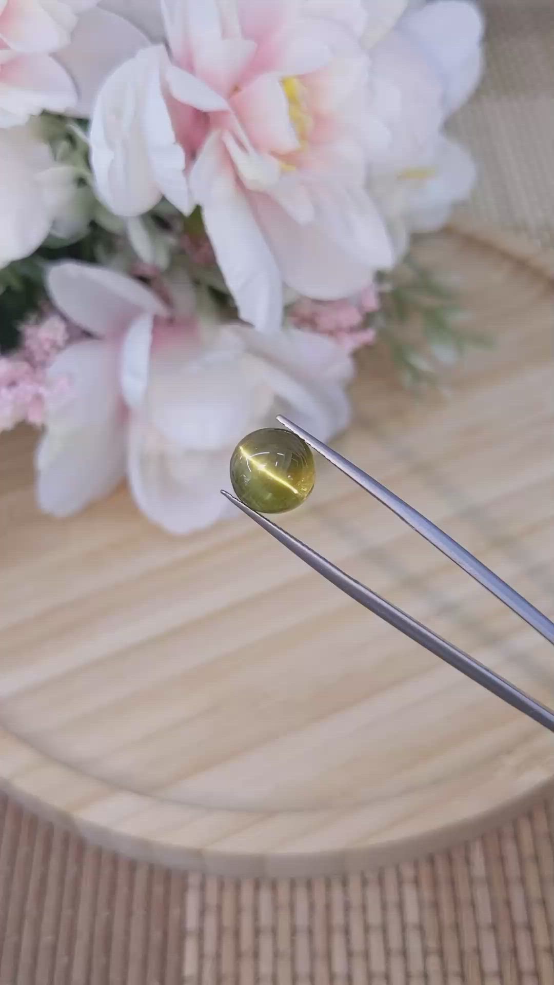 8.26 Ct. Cabochon Chrysoberyl from Ceylon (Sri Lanka) Size Video