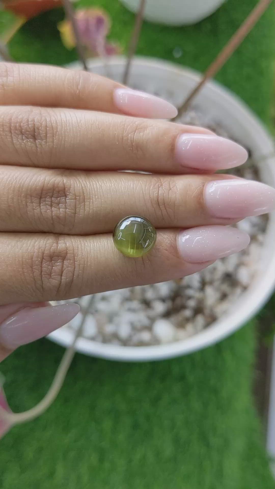 8.26 Ct. Cabochon Chrysoberyl from Ceylon (Sri Lanka) Size Video